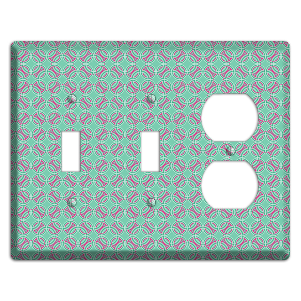Multi Aqua with Fuschia Concentric Circles Overlay 2 Toggle / Duplex Wallplate