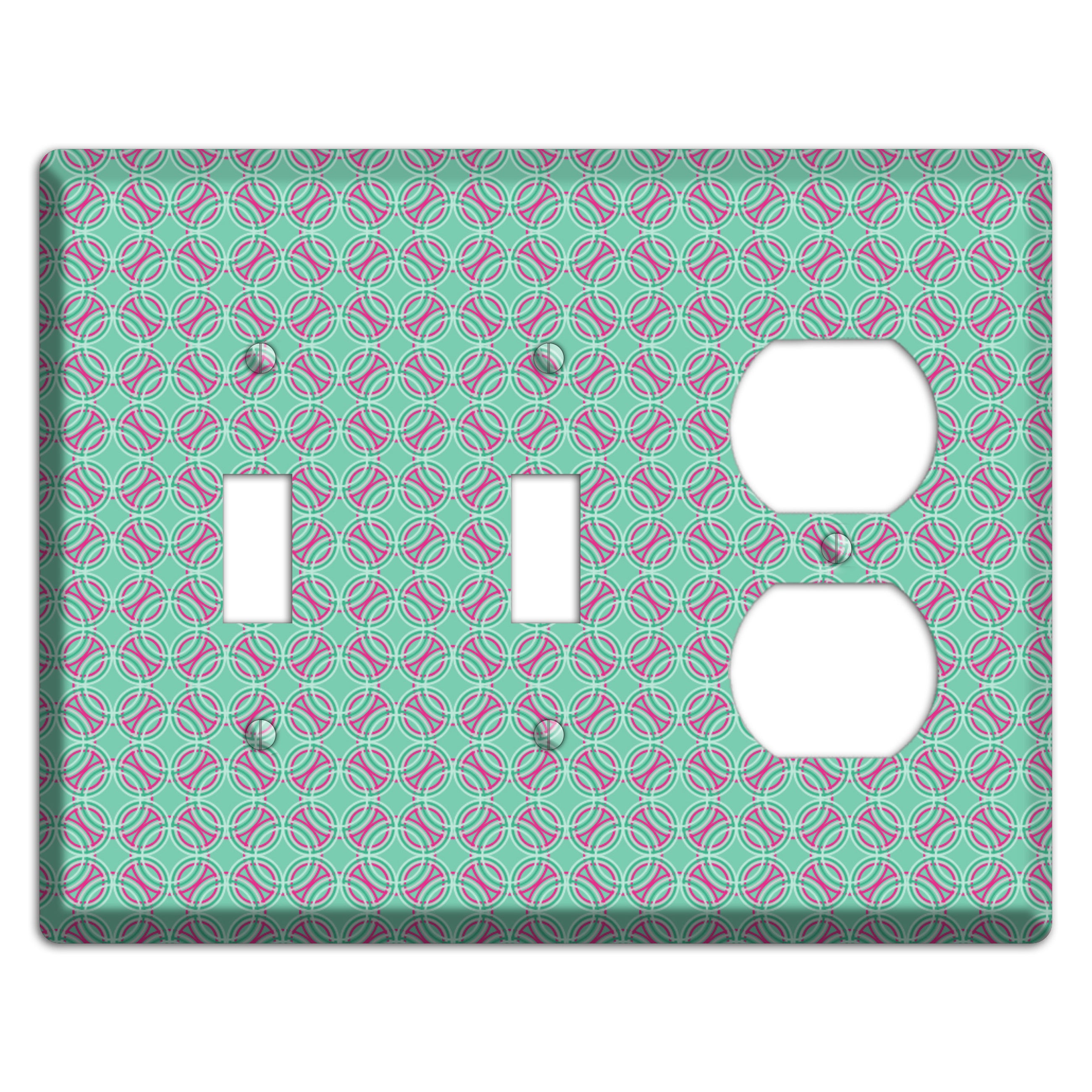 Multi Aqua with Fuschia Concentric Circles Overlay 2 Toggle / Duplex Wallplate