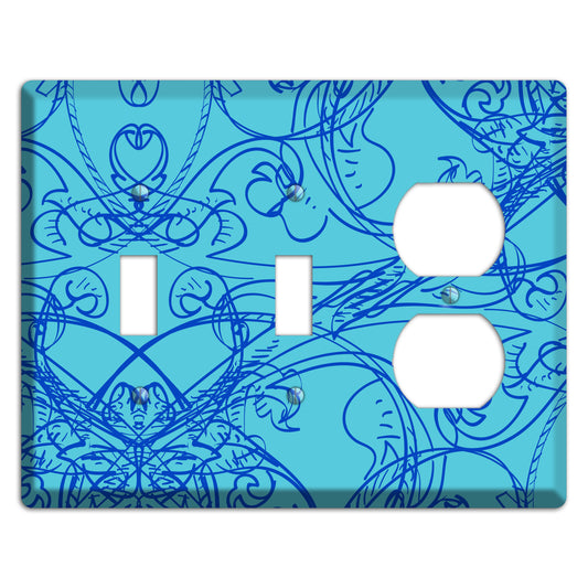 Turquoise Deco Sketch 2 Toggle / Duplex Wallplate