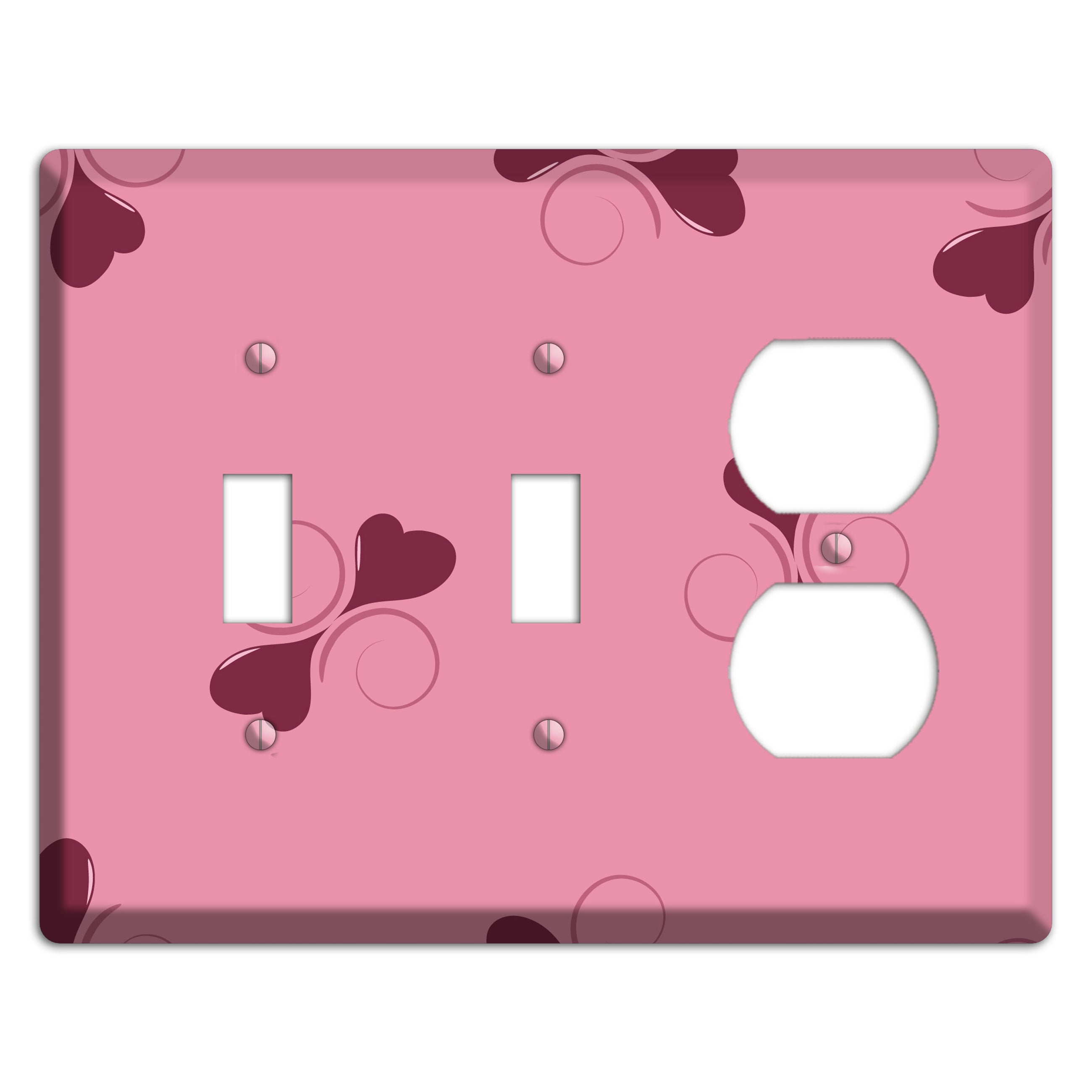 Pink with Hearts 2 Toggle / Duplex Wallplate