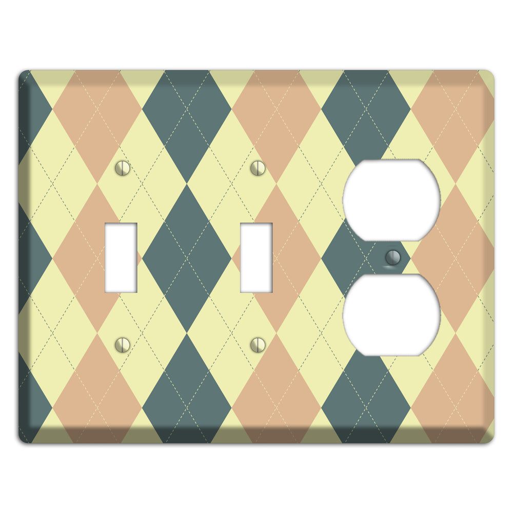 Yellow and Beige Argyle 2 Toggle / Duplex Wallplate