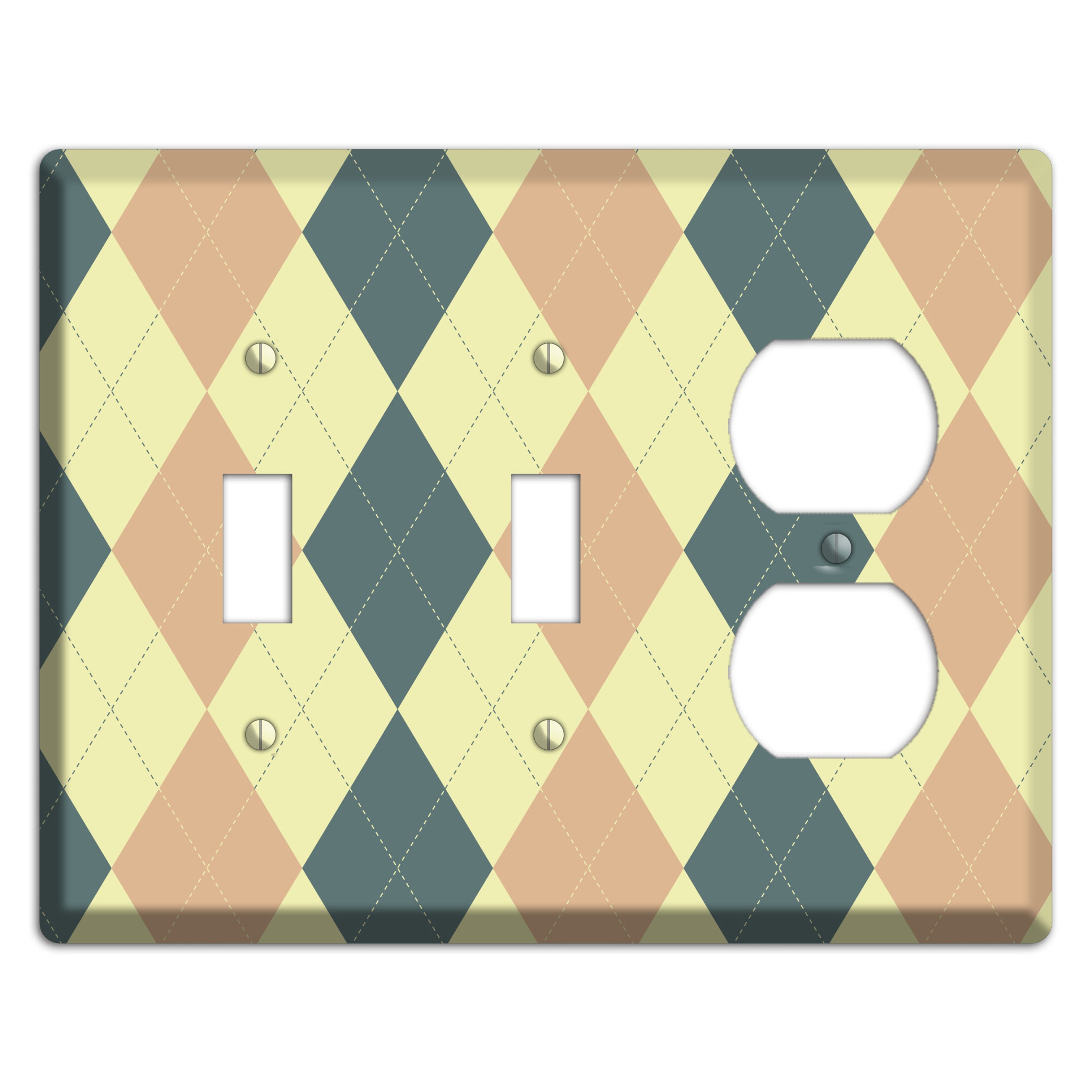 Yellow and Beige Argyle 2 Toggle / Duplex Wallplate