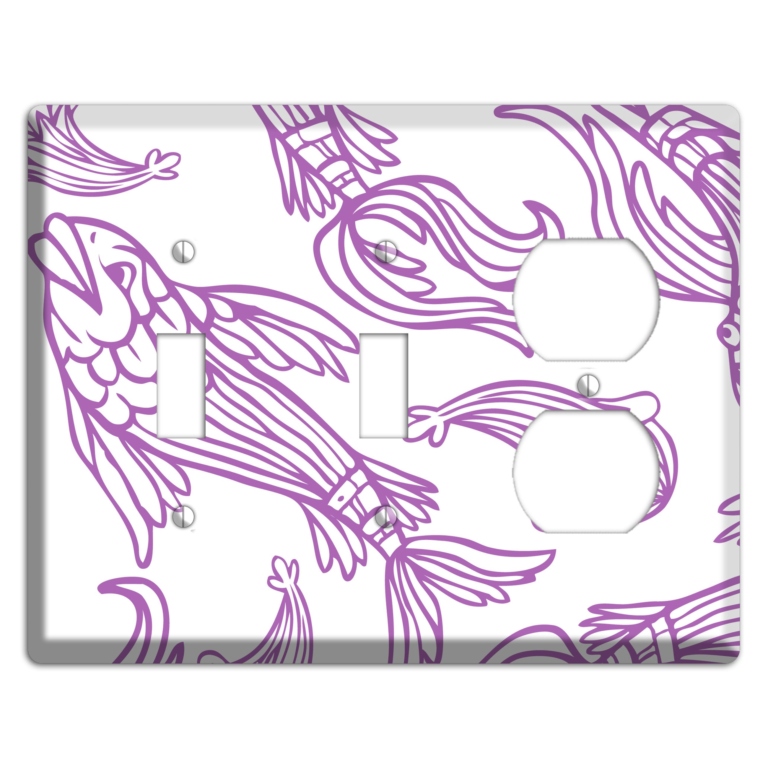 Purple and White Koi 2 Toggle / Duplex Wallplate