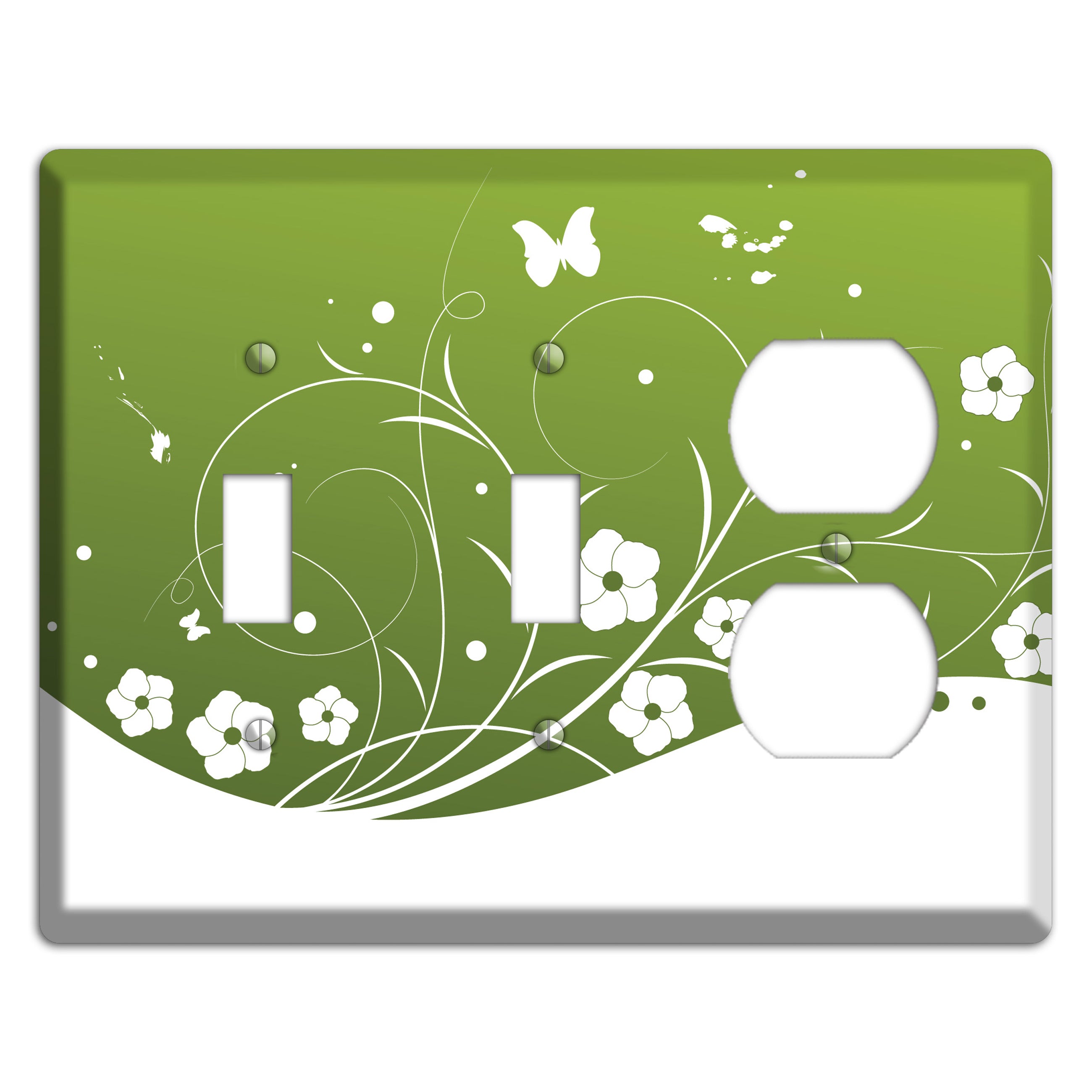 Green Floral Sprig 2 Toggle / Duplex Wallplate