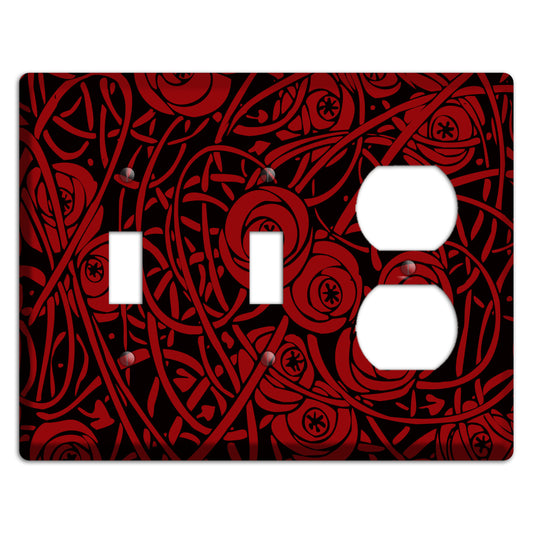 Red Deco Floral 2 Toggle / Duplex Wallplate