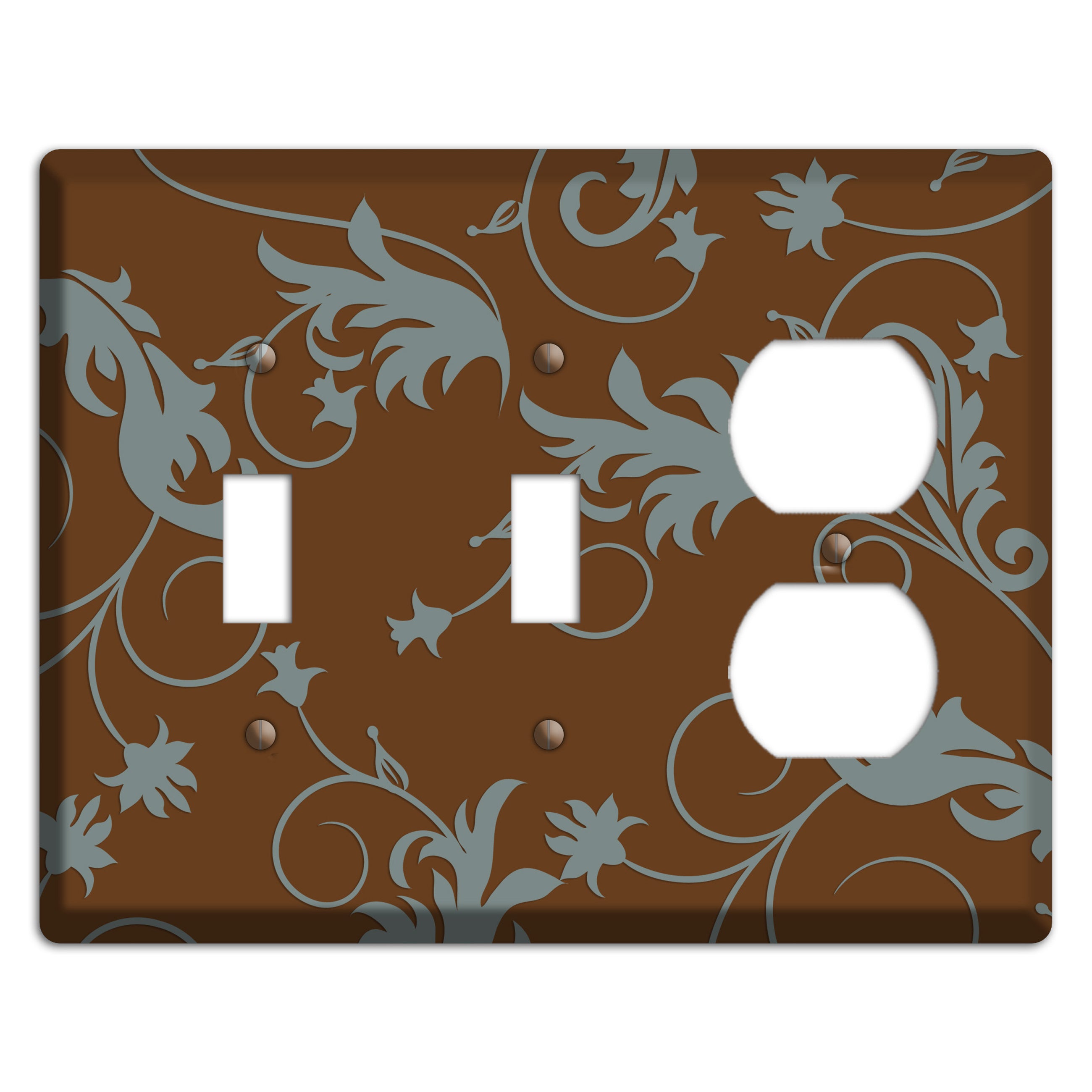 Brown and Grey Victorian Sprig 2 Toggle / Duplex Wallplate