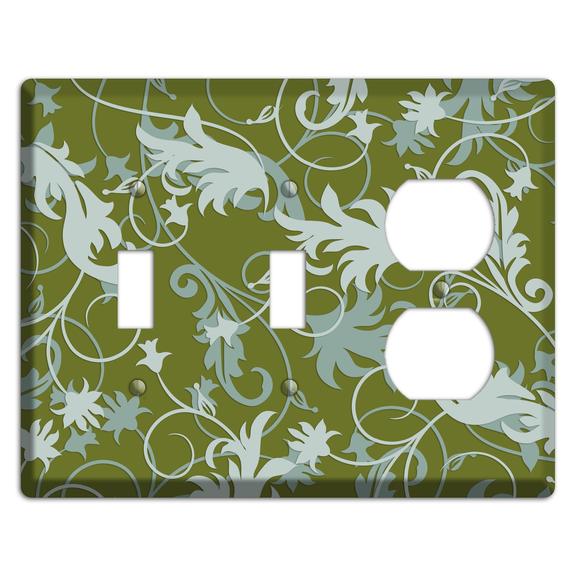 Green and Beige Victorian Sprig 2 Toggle / Duplex Wallplate