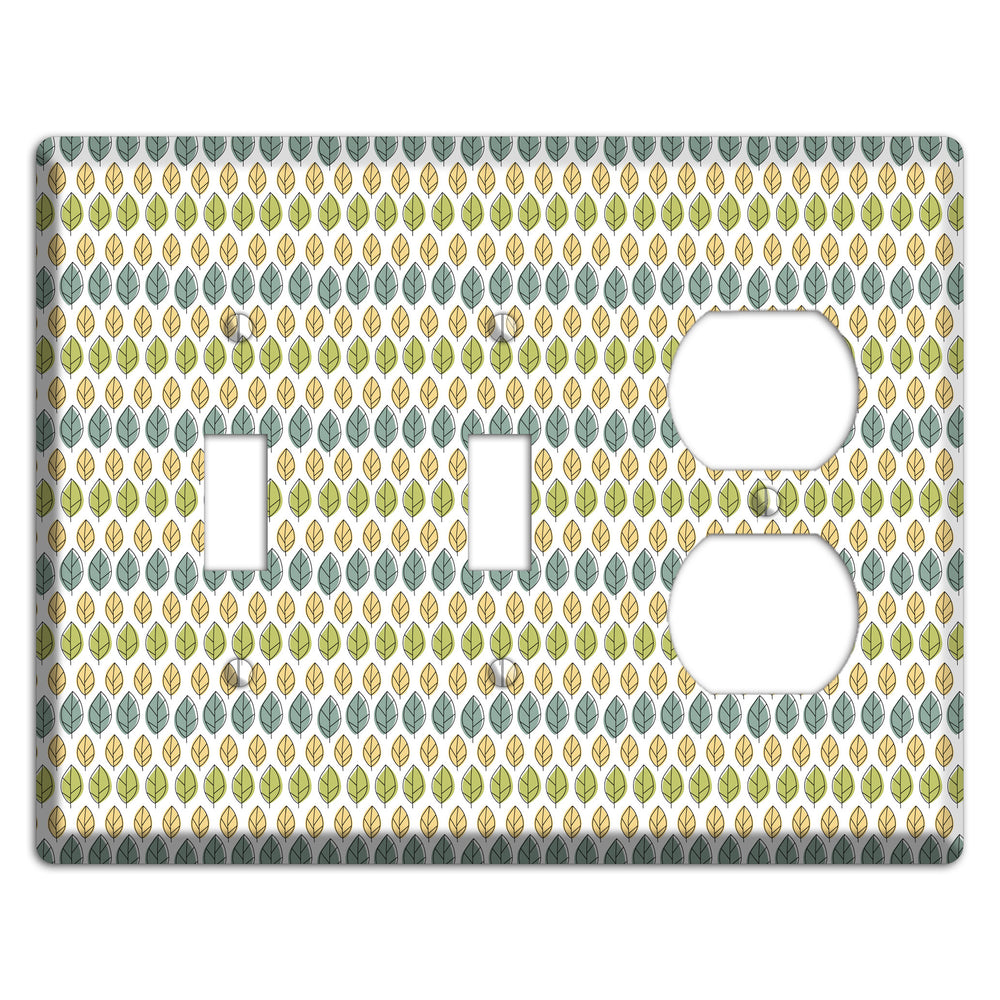 Sage Beige Dusty Blue Leaf Contour 2 Toggle / Duplex Wallplate