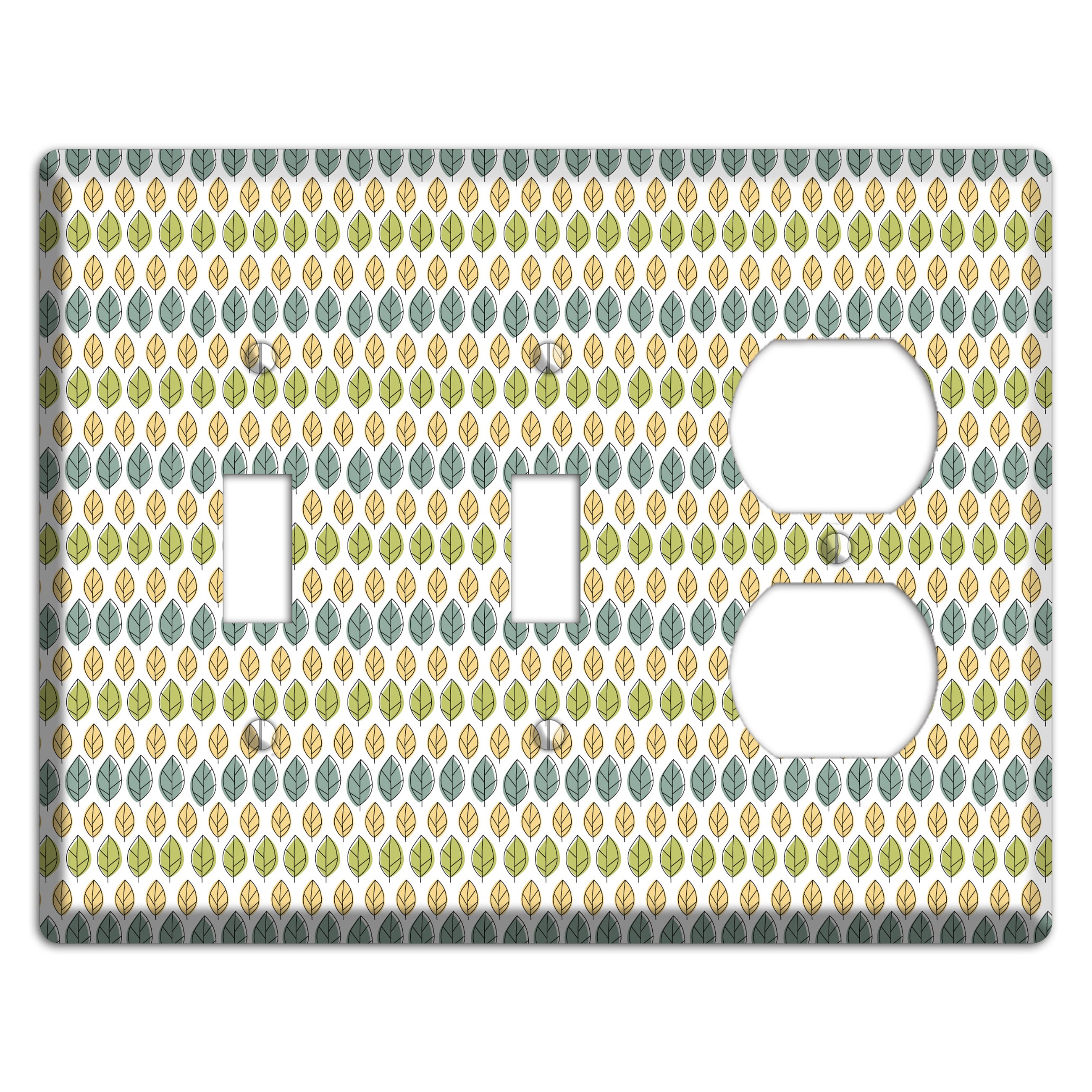 Sage Beige Dusty Blue Leaf Contour 2 Toggle / Duplex Wallplate