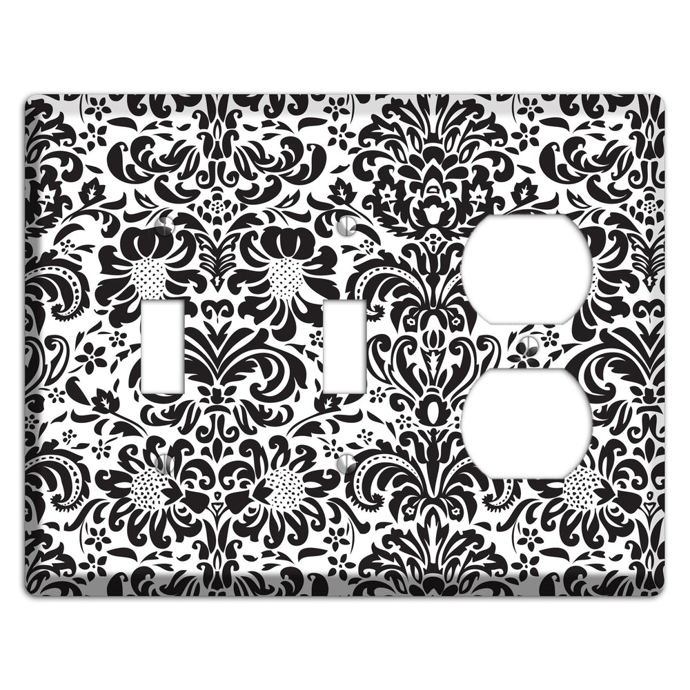 White with Black Toile 2 Toggle / Duplex Wallplate