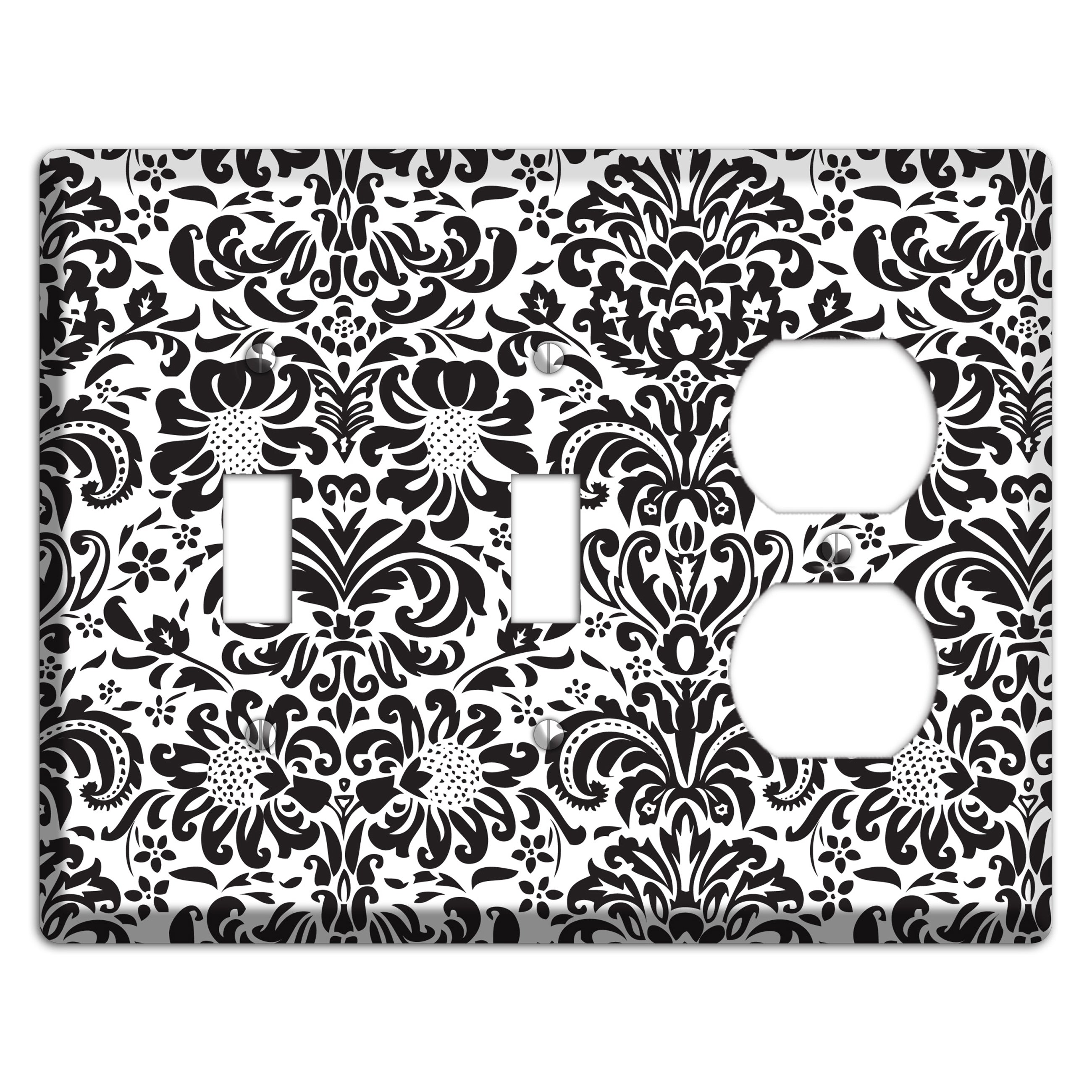 White with Black Toile 2 Toggle / Duplex Wallplate