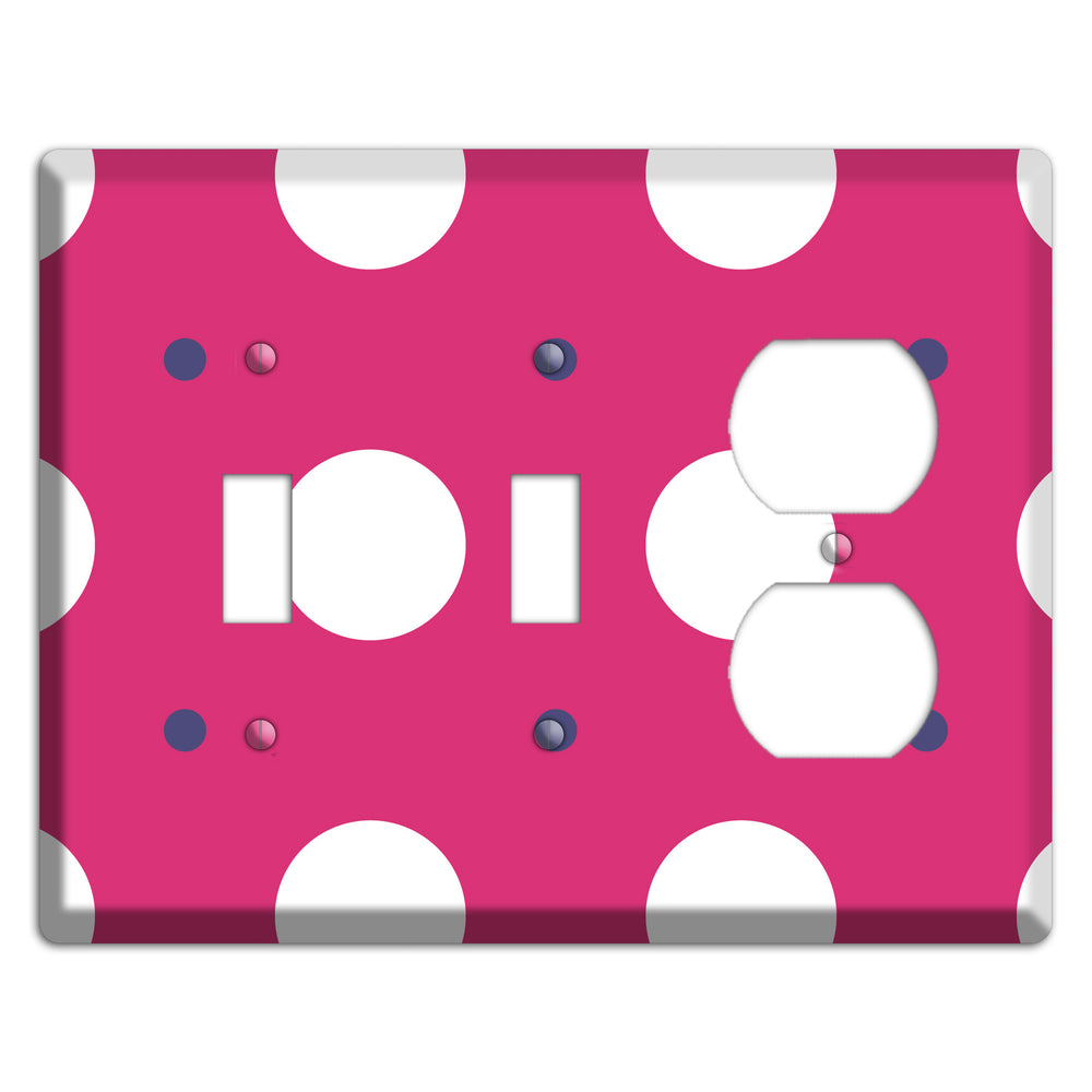 Fuschia with White and Purple Multi Tiled Medium Dots 2 Toggle / Duplex Wallplate