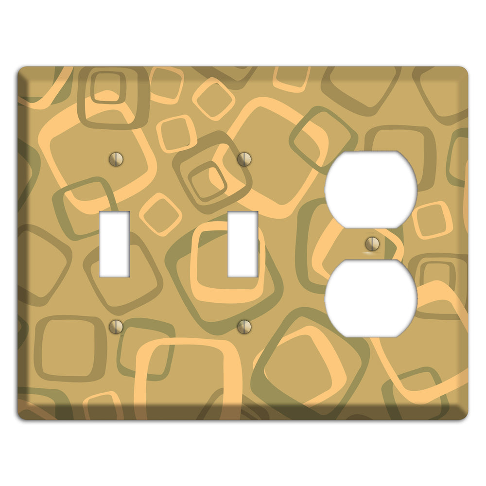Multi Olive Random Retro Squares 2 Toggle / Duplex Wallplate