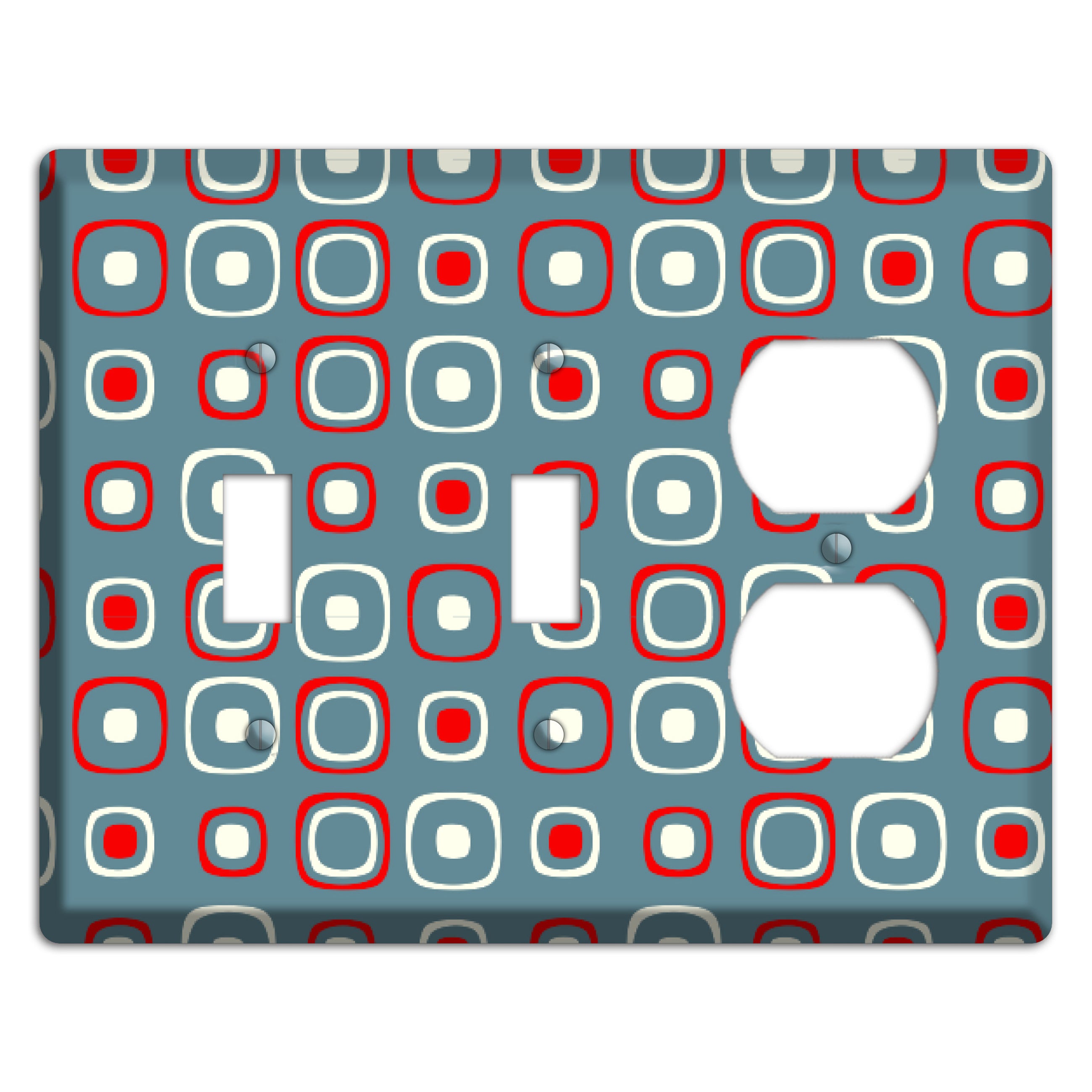 Blue and Red Rounded Squares 2 Toggle / Duplex Wallplate