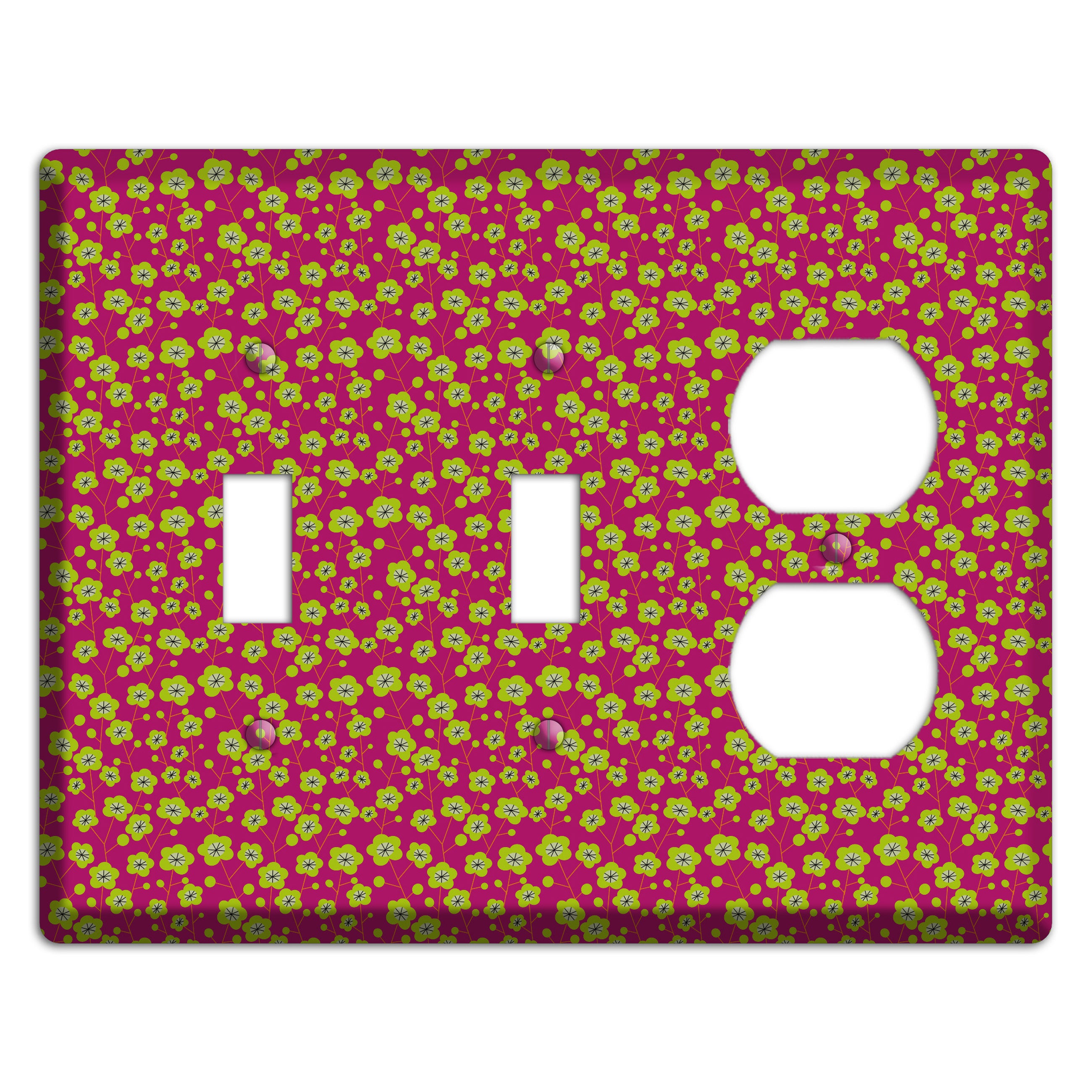 Fuschia and Yellow Calico 2 Toggle / Duplex Wallplate