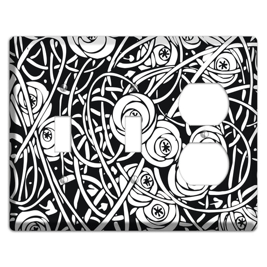 Black and White Deco Floral 2 Toggle / Duplex Wallplate