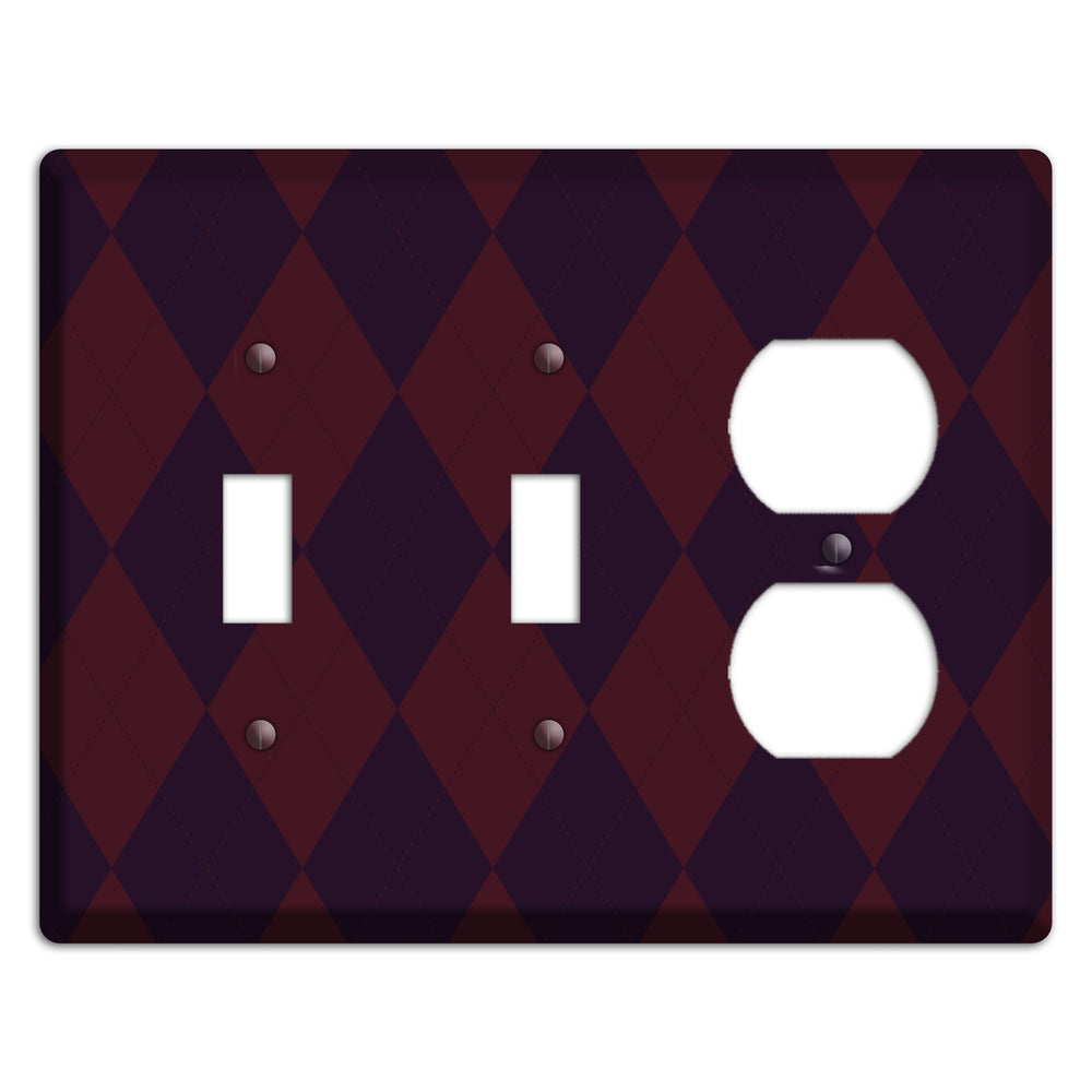 Burgundy Argyle 2 Toggle / Duplex Wallplate