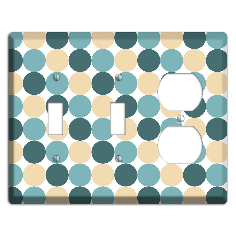 Dusty Blue Beige Tiled Dots 2 Toggle / Duplex Wallplate