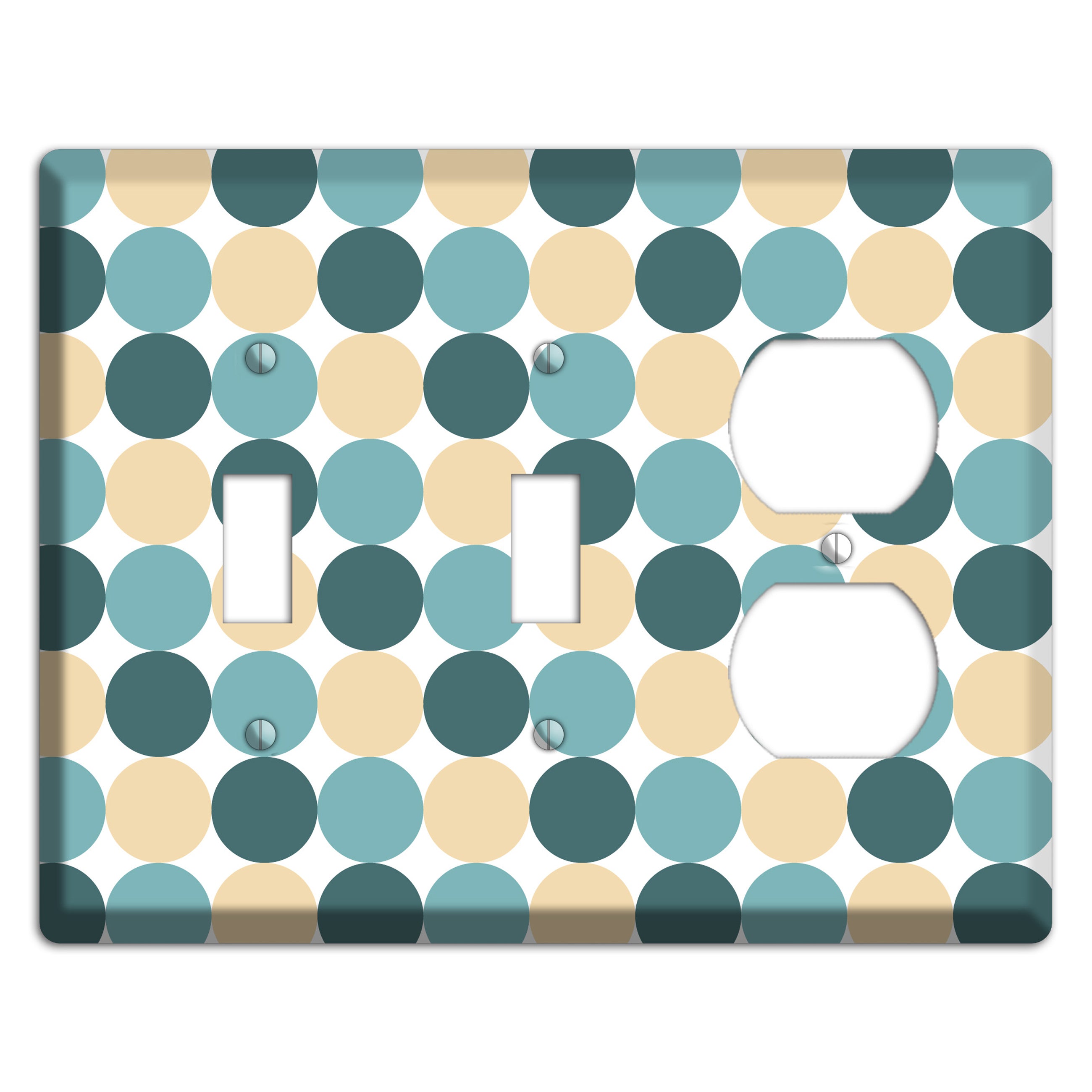 Dusty Blue Beige Tiled Dots 2 Toggle / Duplex Wallplate