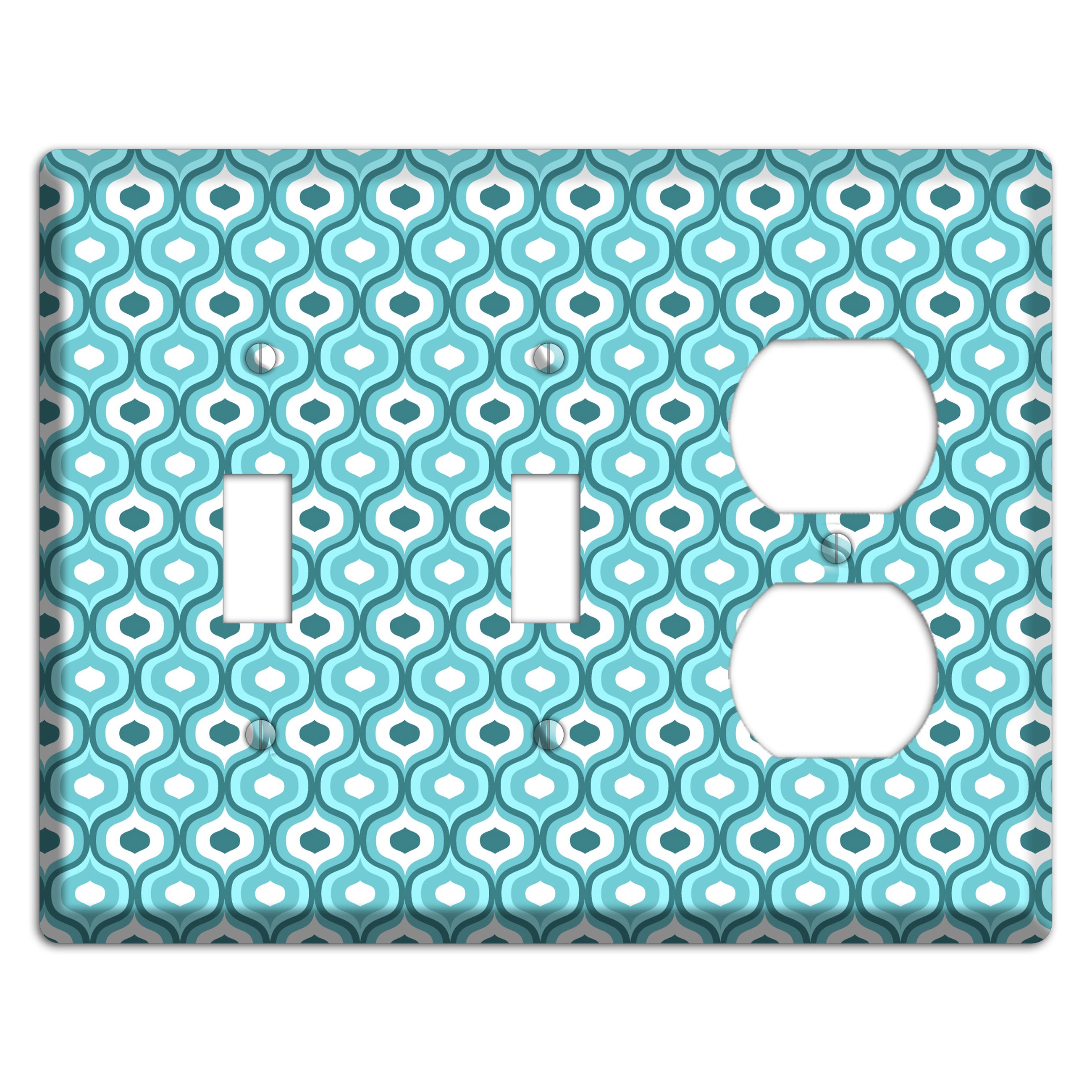 Multi Turquoise Double Scallop 2 Toggle / Duplex Wallplate