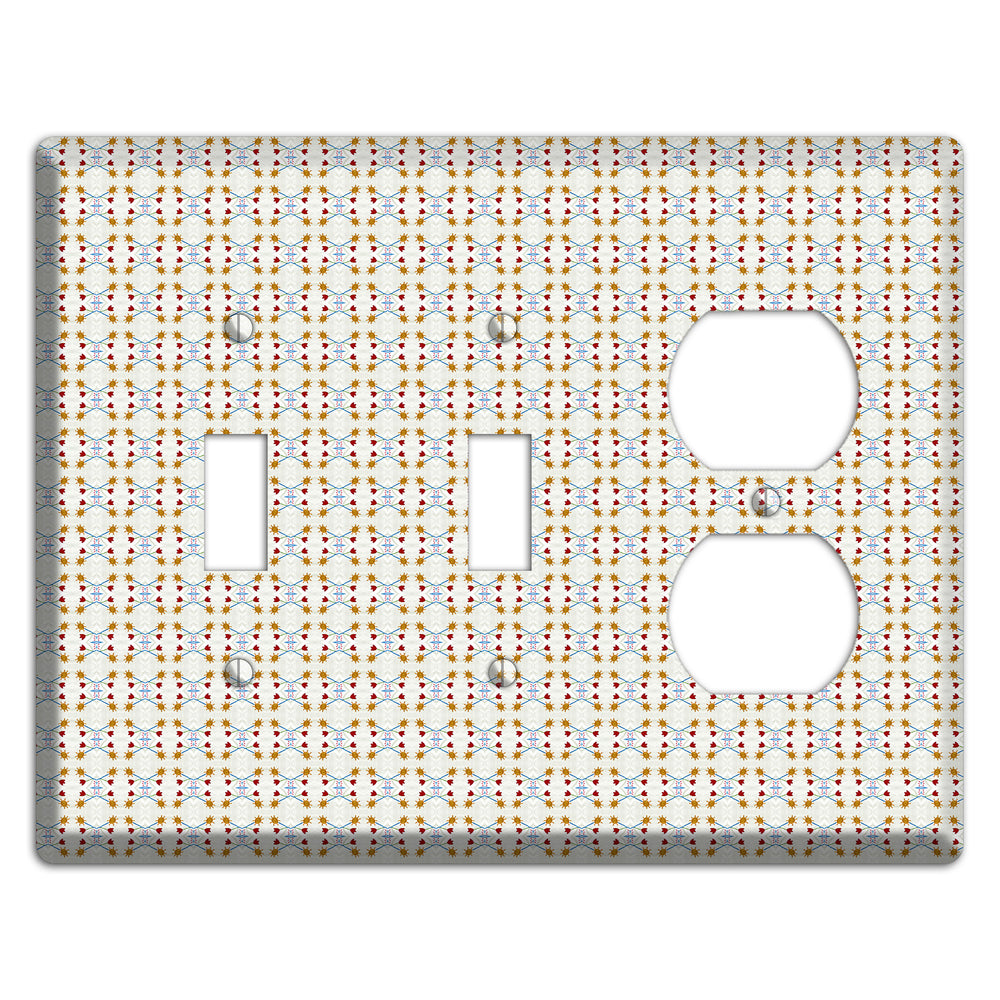 Off White Red Blue Retro Arabesque 2 Toggle / Duplex Wallplate