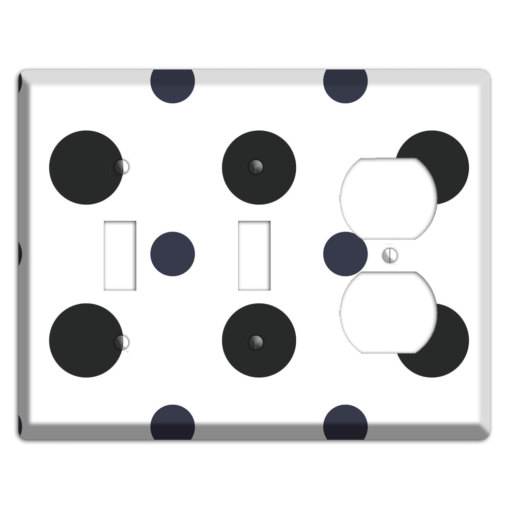 Black Multi Medium Polka Dots 2 Toggle / Duplex Wallplate