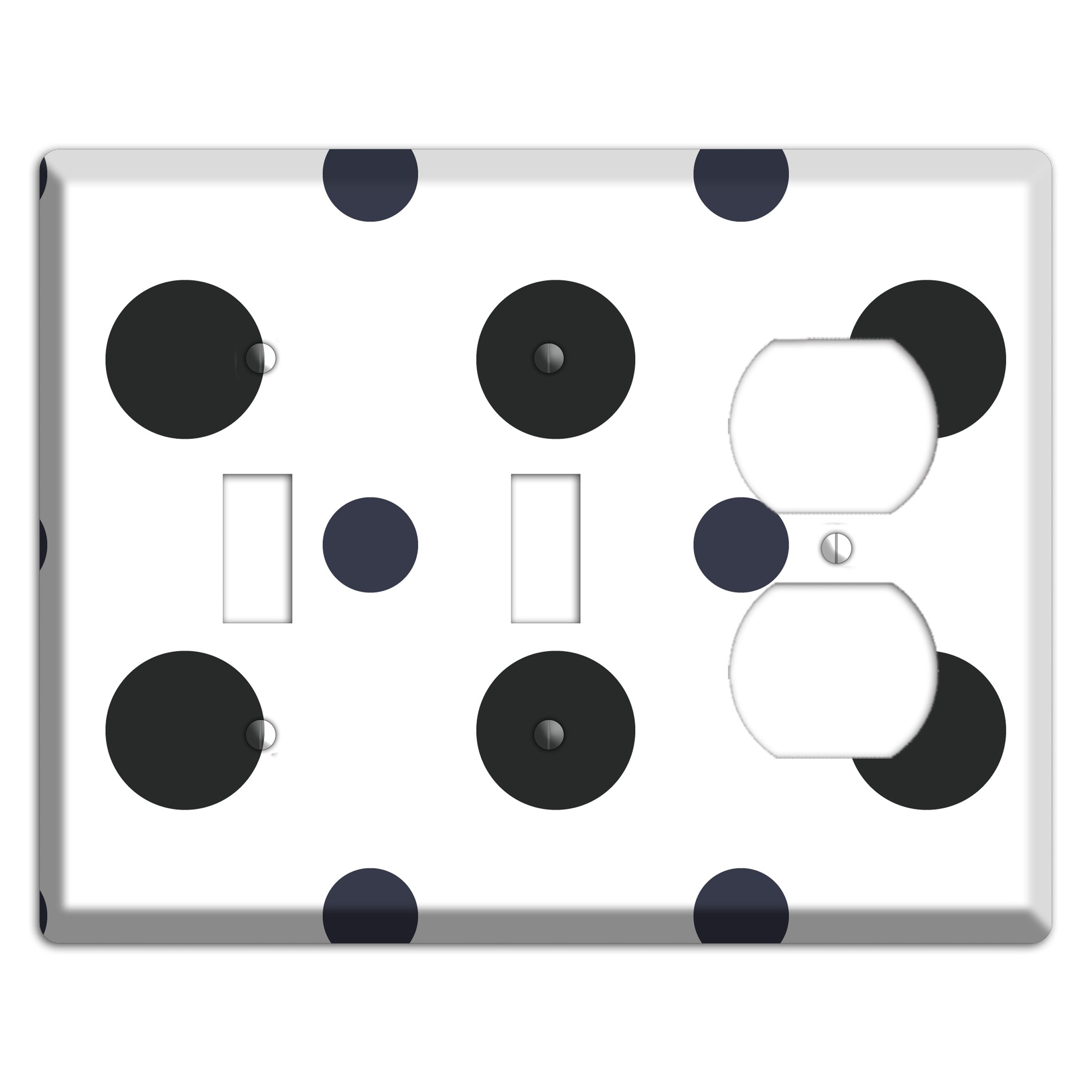 Black Multi Medium Polka Dots 2 Toggle / Duplex Wallplate