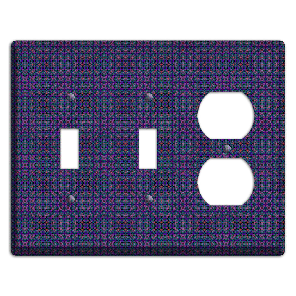 Navy and Purple Tiled Floral Foulard 2 Toggle / Duplex Wallplate