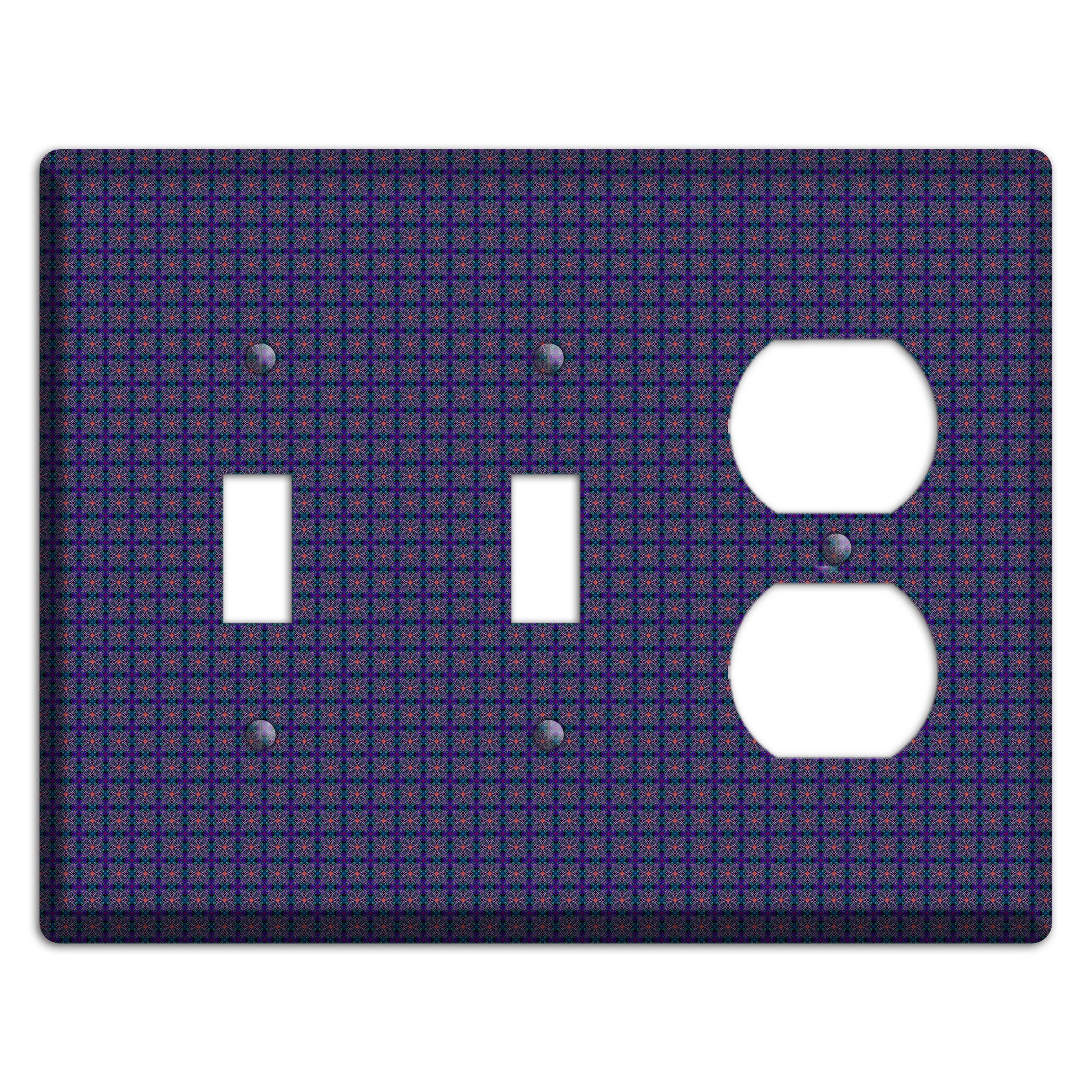 Navy and Purple Tiled Floral Foulard 2 Toggle / Duplex Wallplate