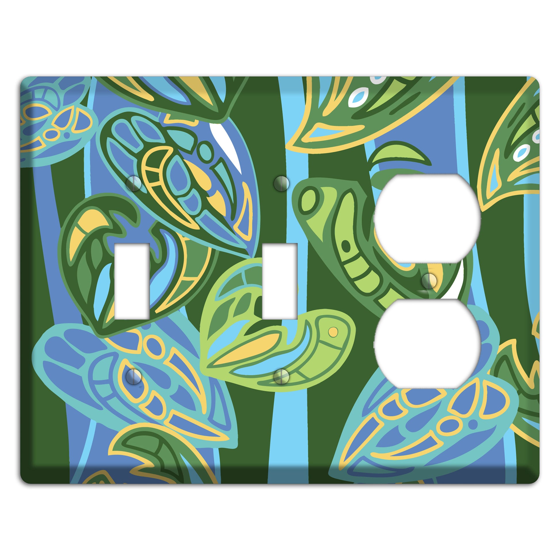 Pacific Blue and Green 2 Toggle / Duplex Wallplate