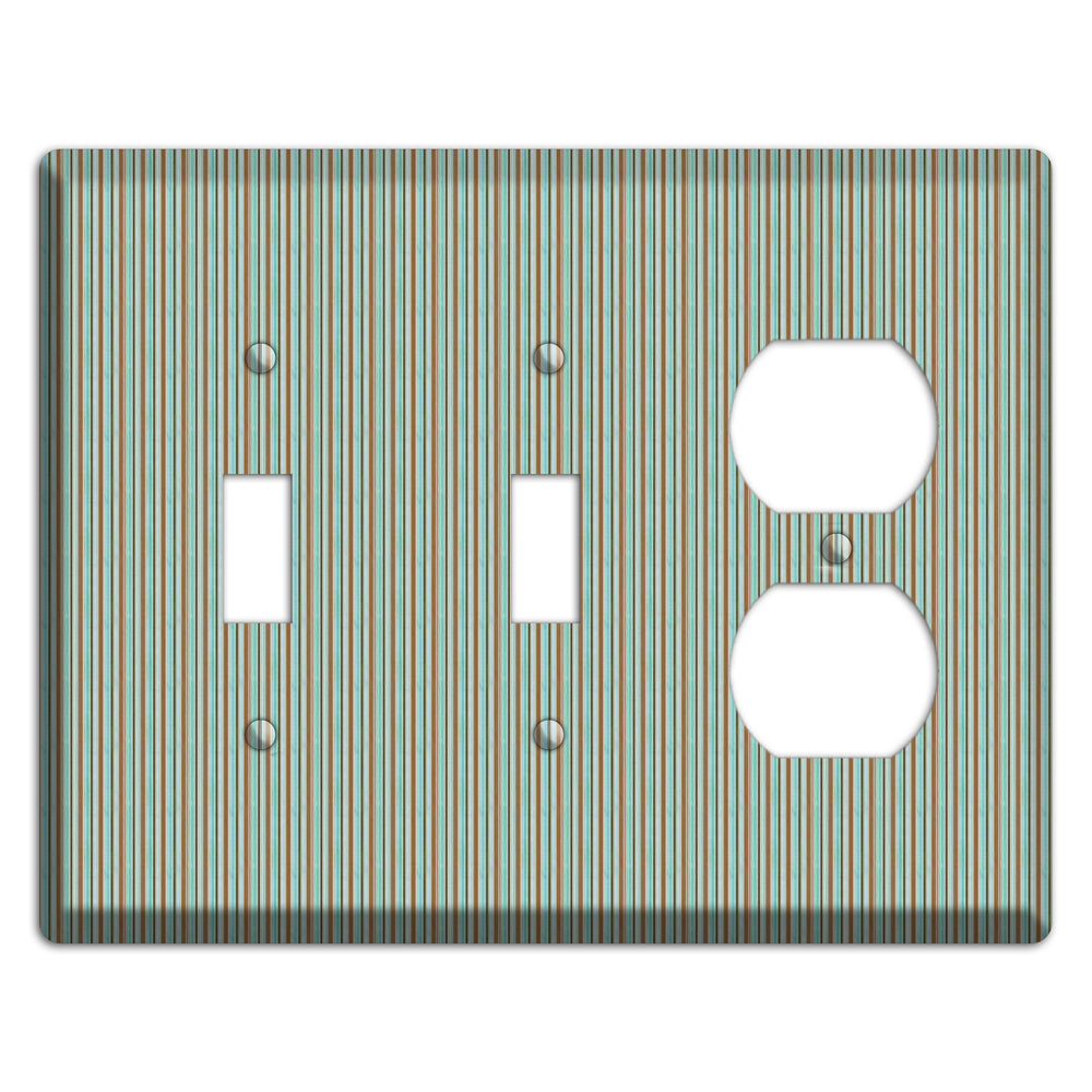 Multi Aqua Vertical Stripe 2 Toggle / Duplex Wallplate
