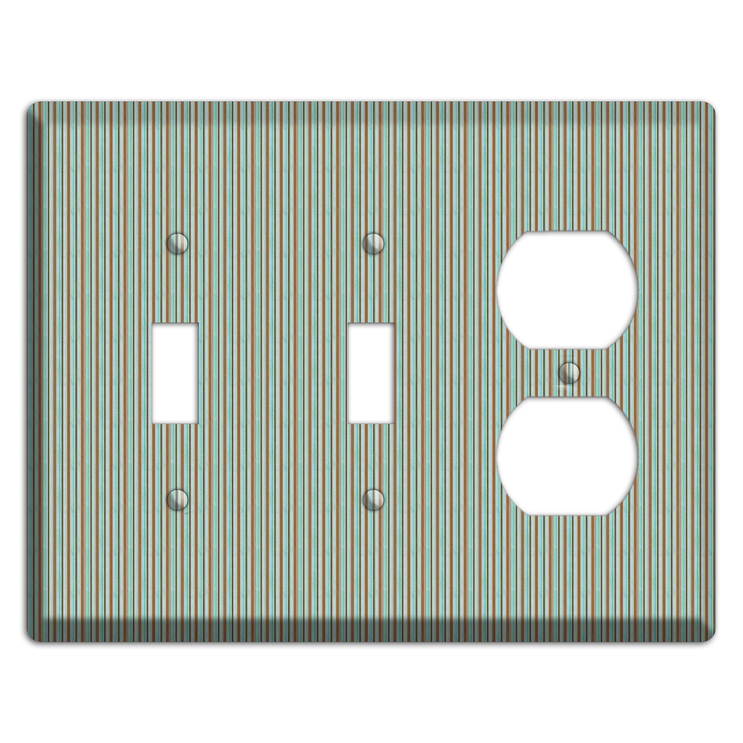 Multi Aqua Vertical Stripe 2 Toggle / Duplex Wallplate