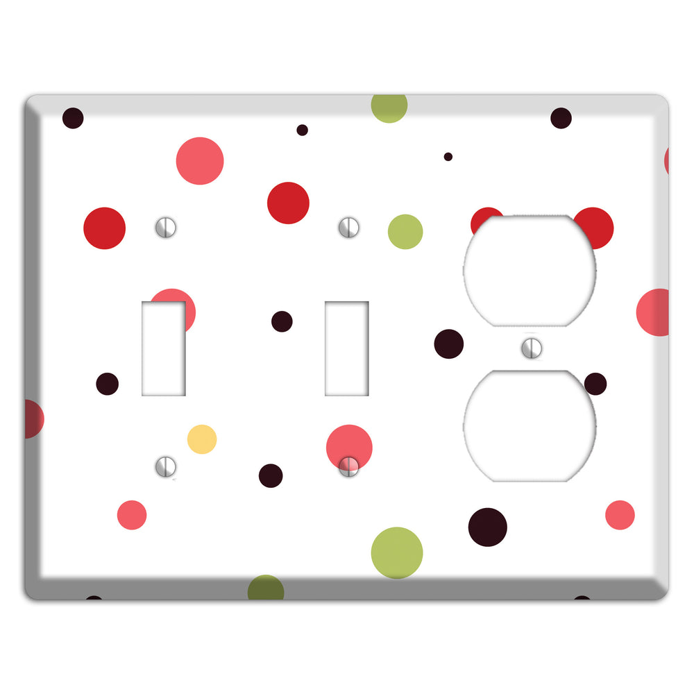 White with Multi Pink Small Dots 2 Toggle / Duplex Wallplate