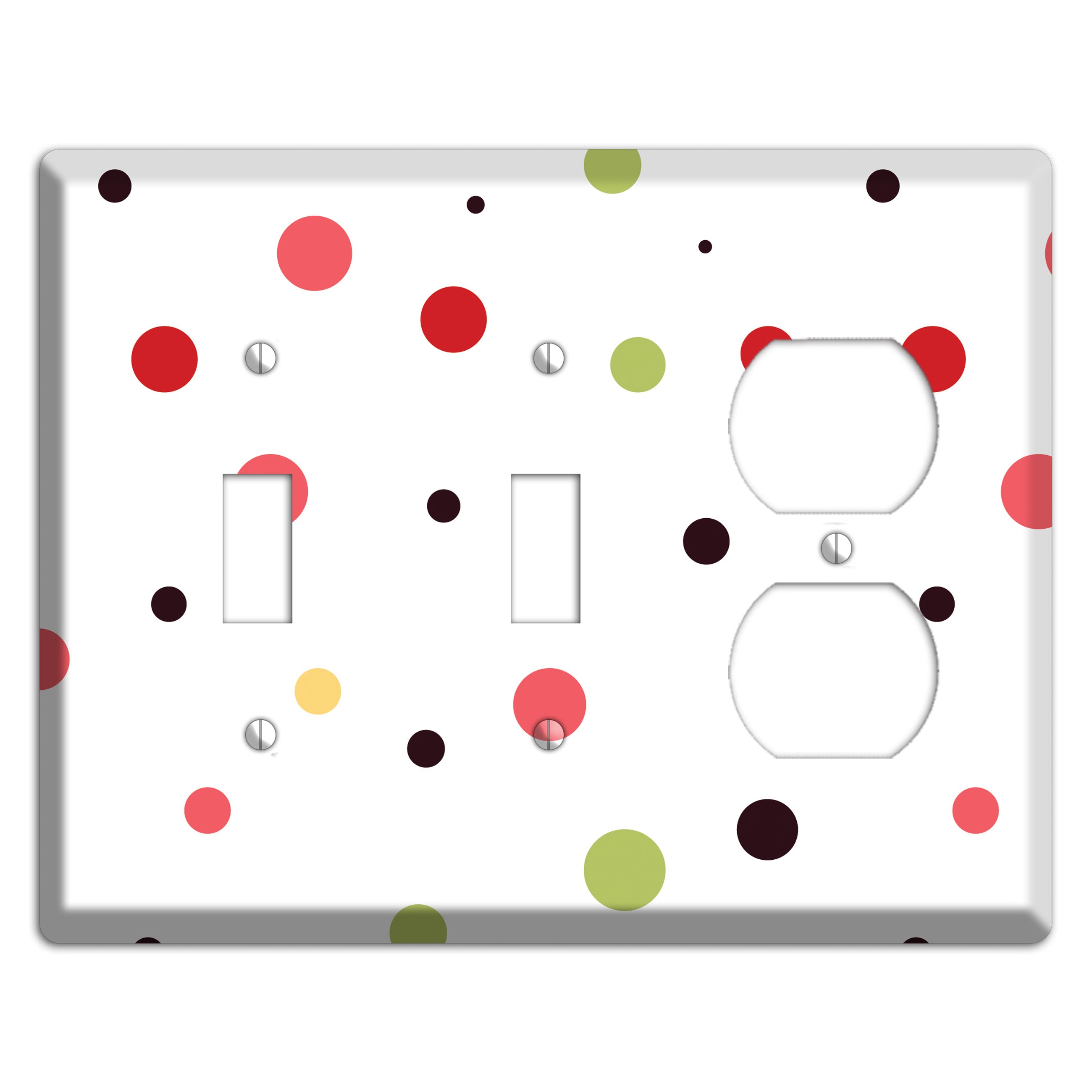 White with Multi Pink Small Dots 2 Toggle / Duplex Wallplate