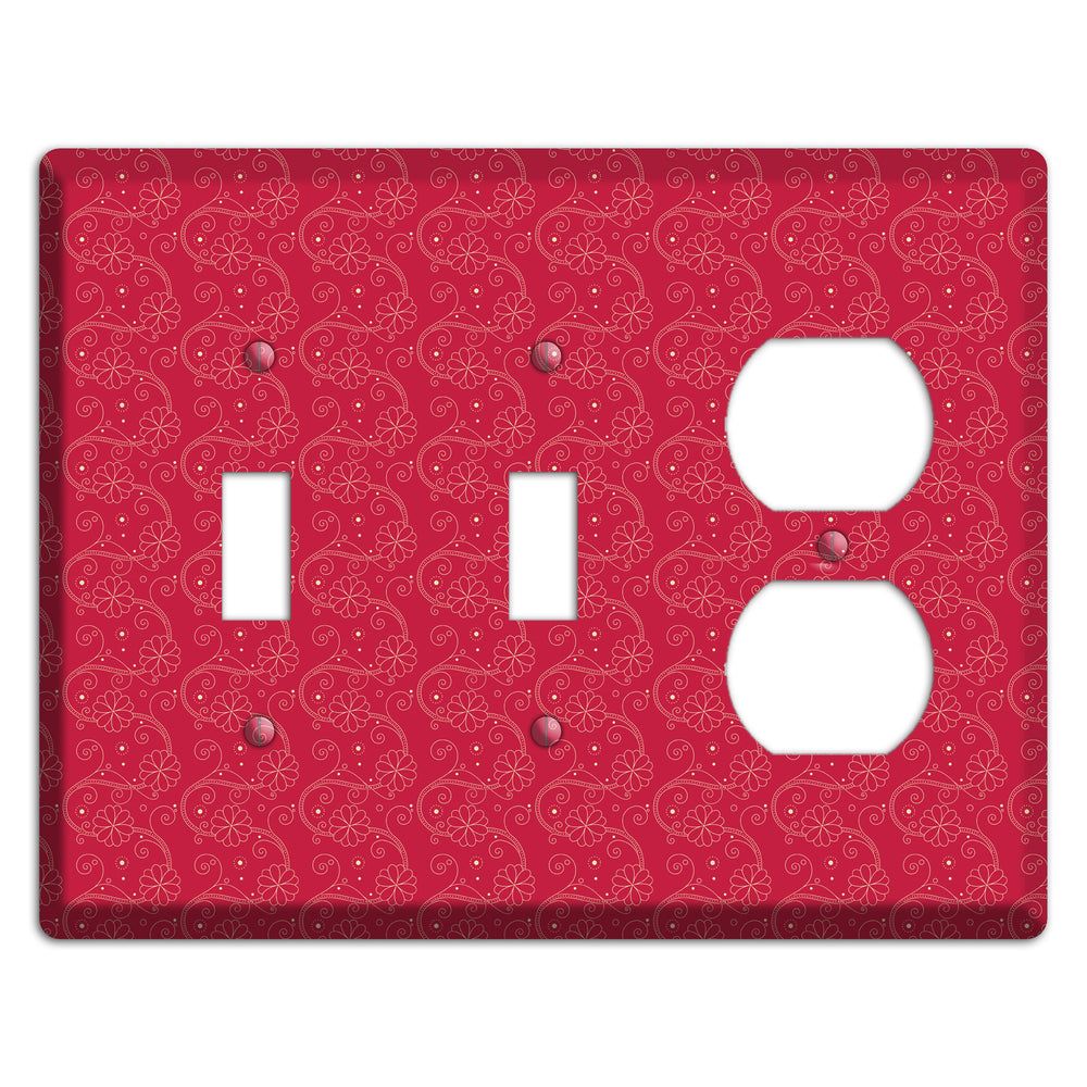 Tiny Red Floral Swirl 2 Toggle / Duplex Wallplate
