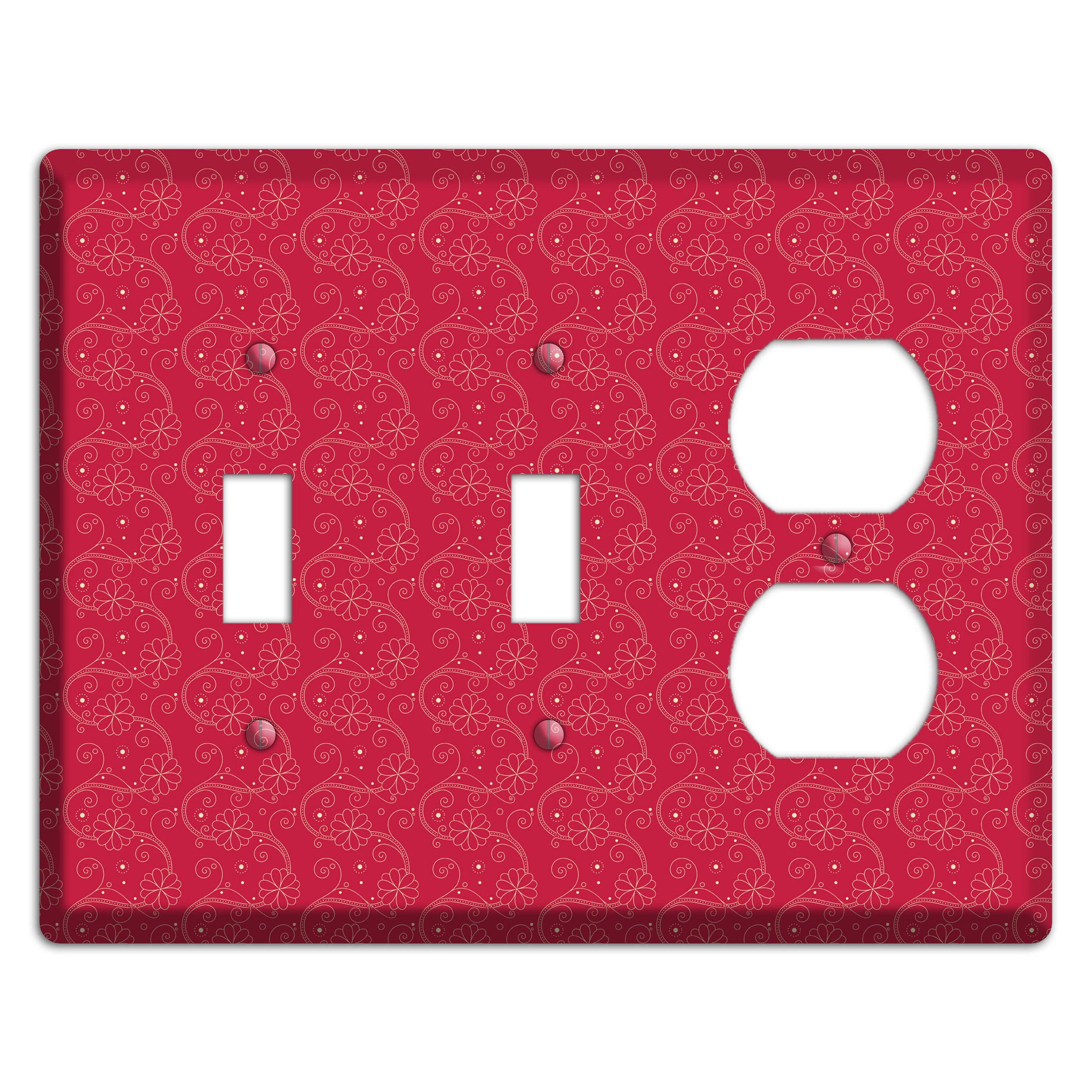 Tiny Red Floral Swirl 2 Toggle / Duplex Wallplate