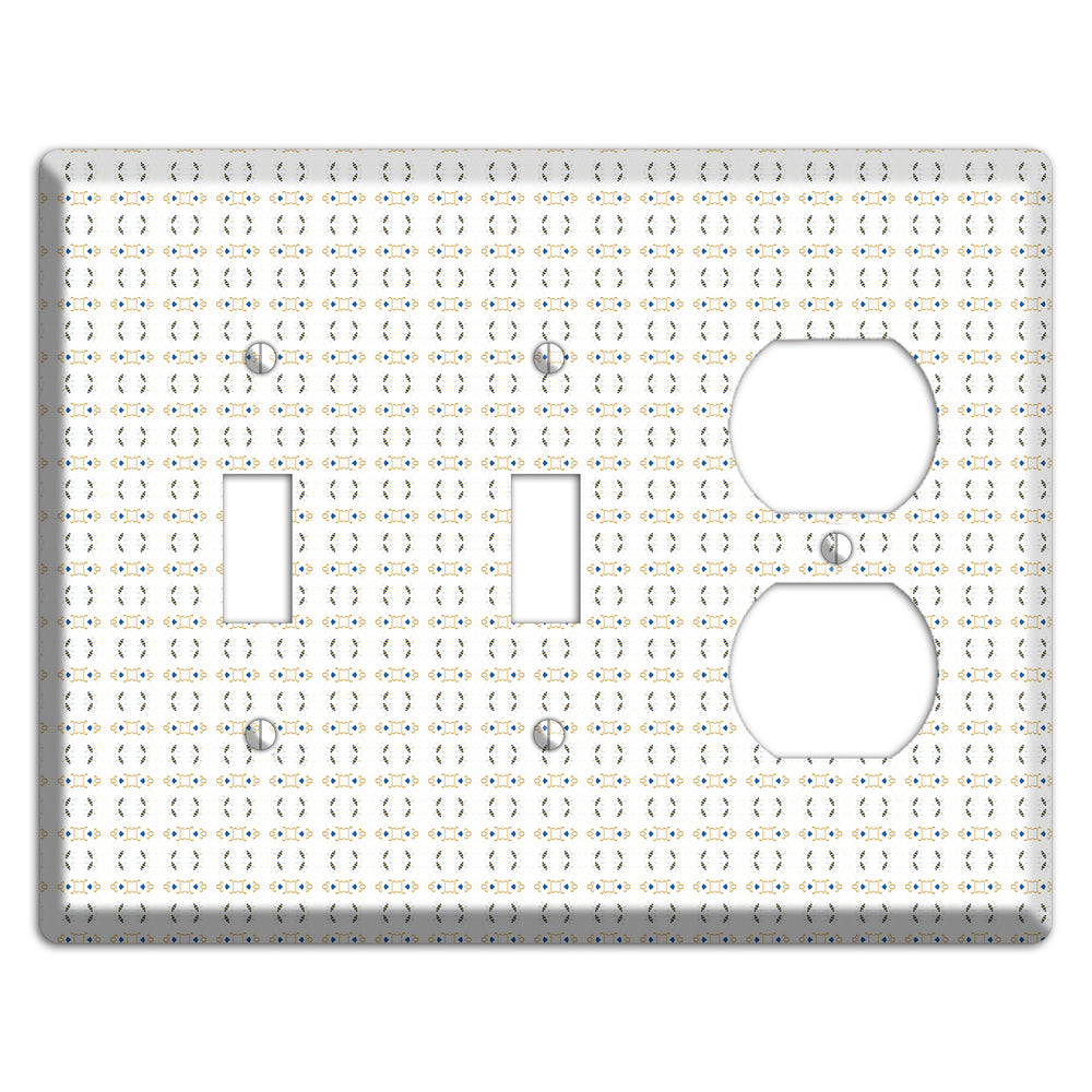 White with Grey and Olive Simple Geometric 2 Toggle / Duplex Wallplate