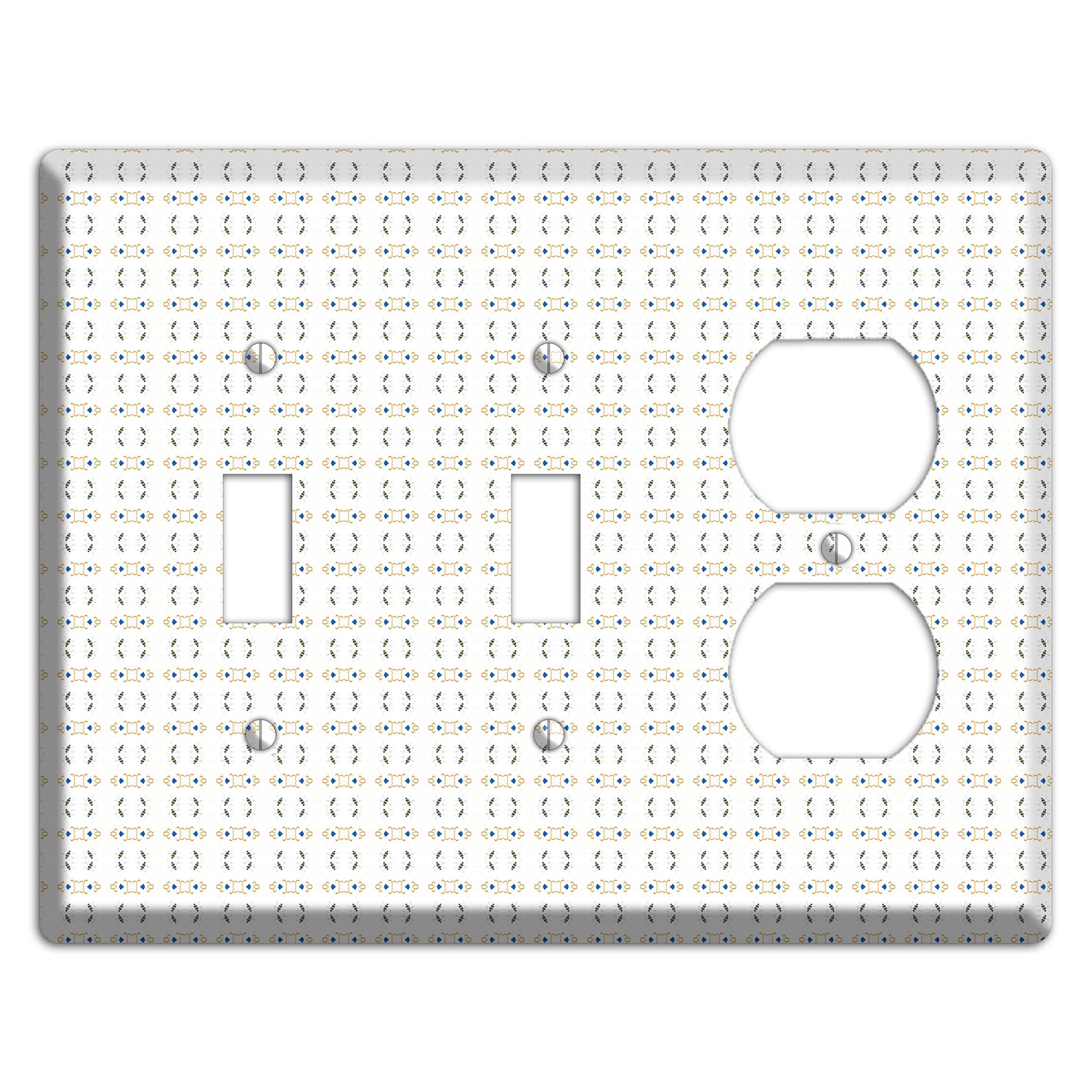 White with Grey and Olive Simple Geometric 2 Toggle / Duplex Wallplate
