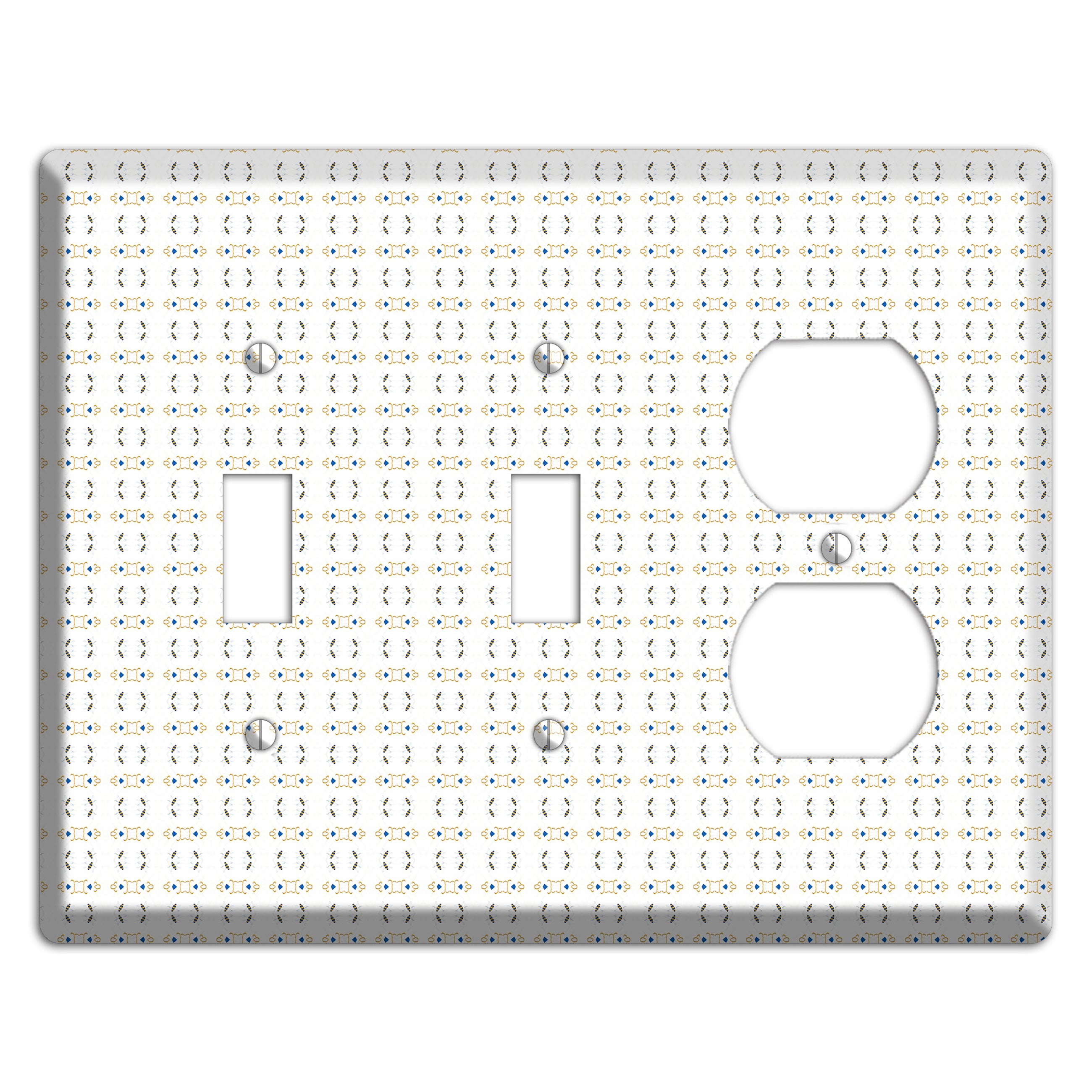 White with Grey and Olive Simple Geometric 2 Toggle / Duplex Wallplate