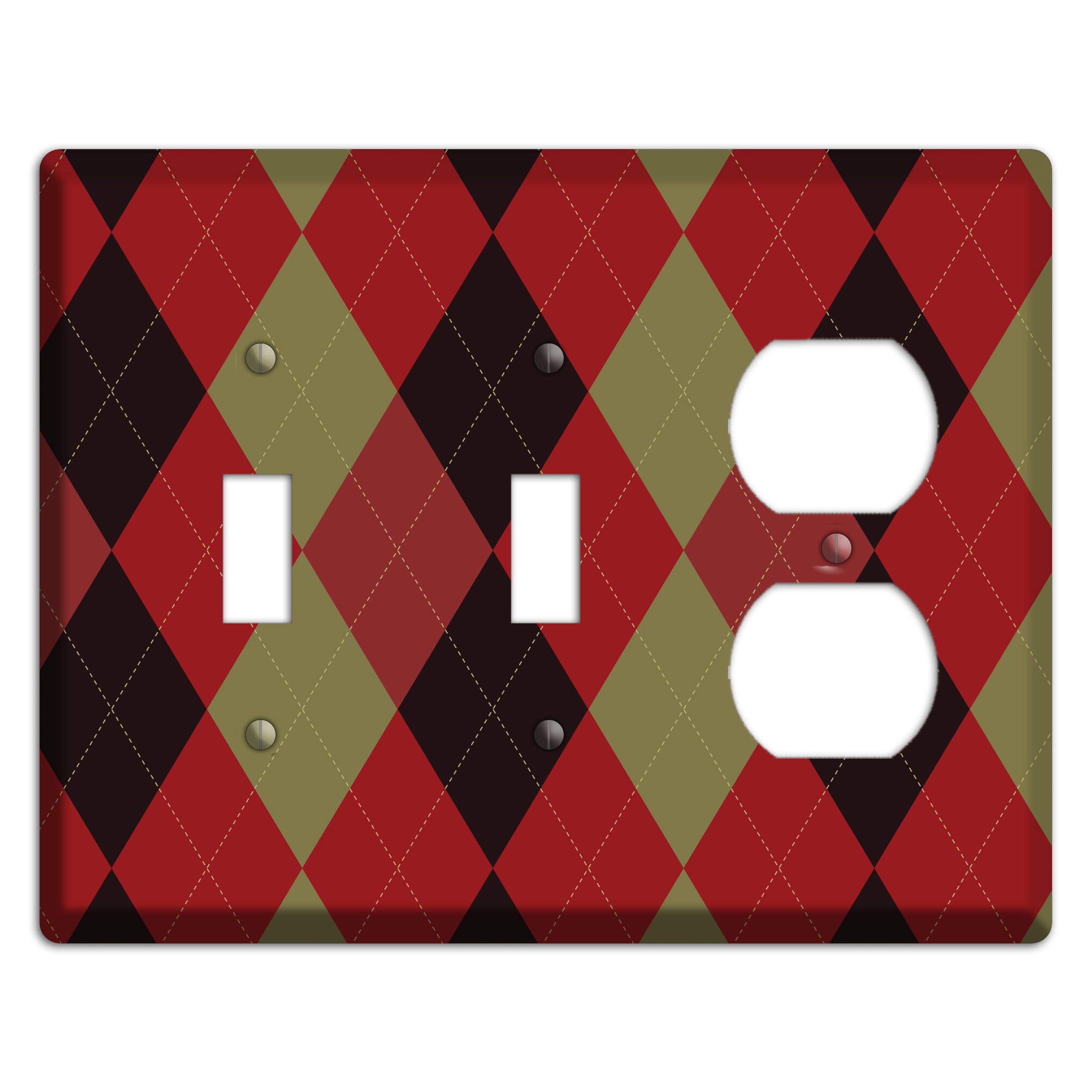 Red Olive Black Argyle 2 Toggle / Duplex Wallplate