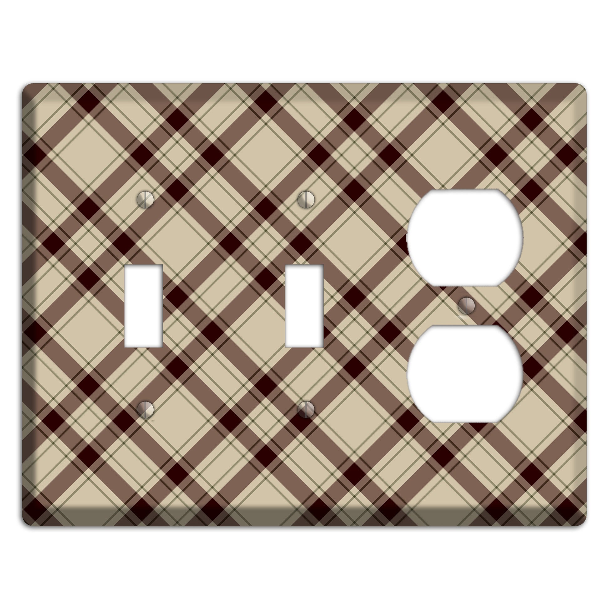 Beige and Brown Plaid 2 Toggle / Duplex Wallplate