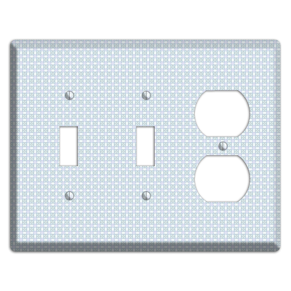 Light Blue and Lavender Tiled Tiny Arabesque 2 Toggle / Duplex Wallplate