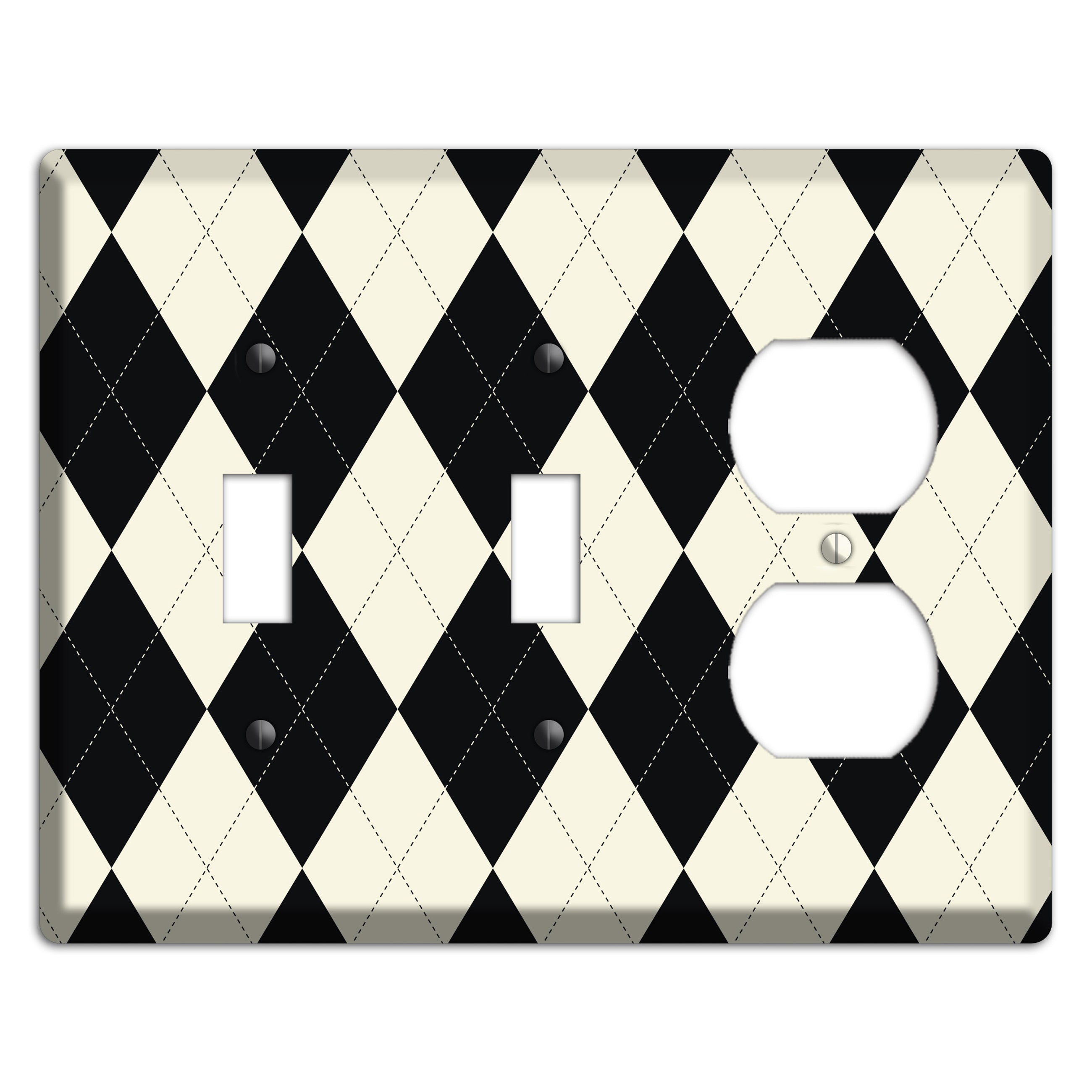 Black and Tan Argyle 2 Toggle / Duplex Wallplate