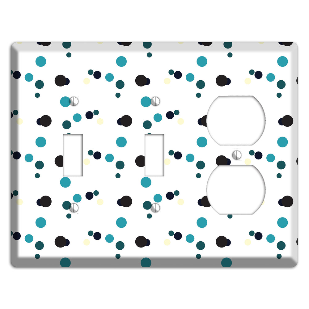 White with Teal and Black Multi Dots 2 Toggle / Duplex Wallplate