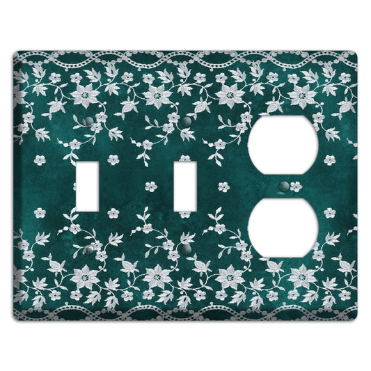 Embroidered Floral Teal 2 Toggle / Duplex Wallplate