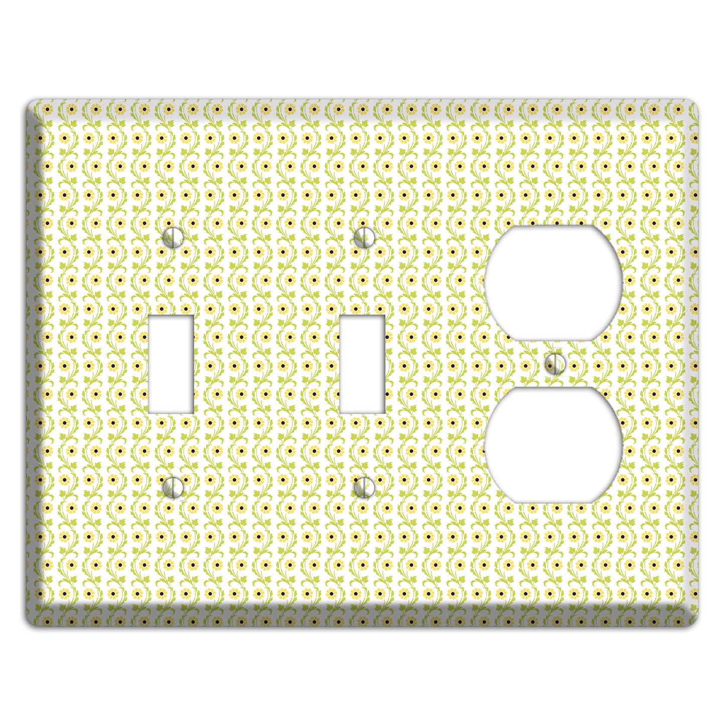 Tiny Yellow and Green Retro Sprig 2 Toggle / Duplex Wallplate