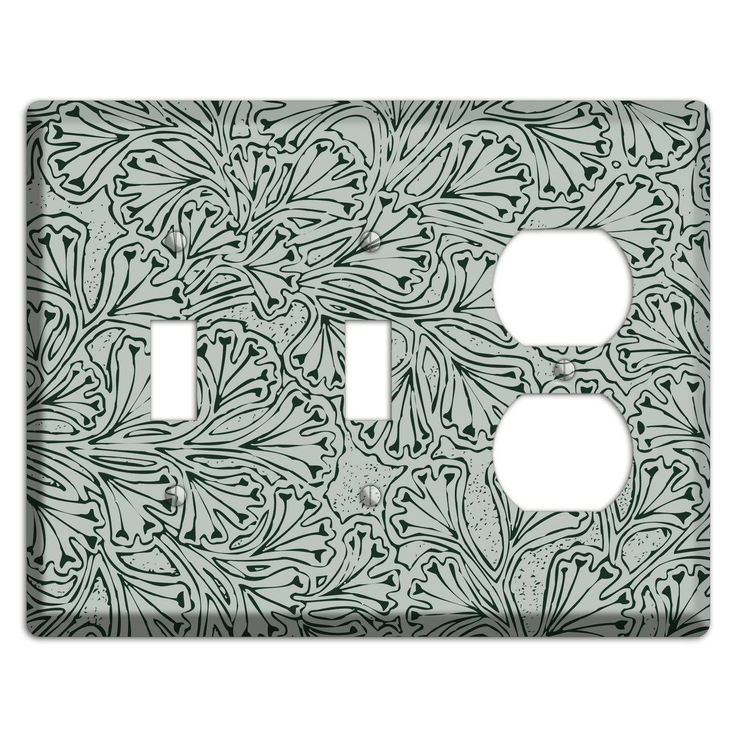 Deco Grey Interlocking Floral 2 Toggle / Duplex Wallplate