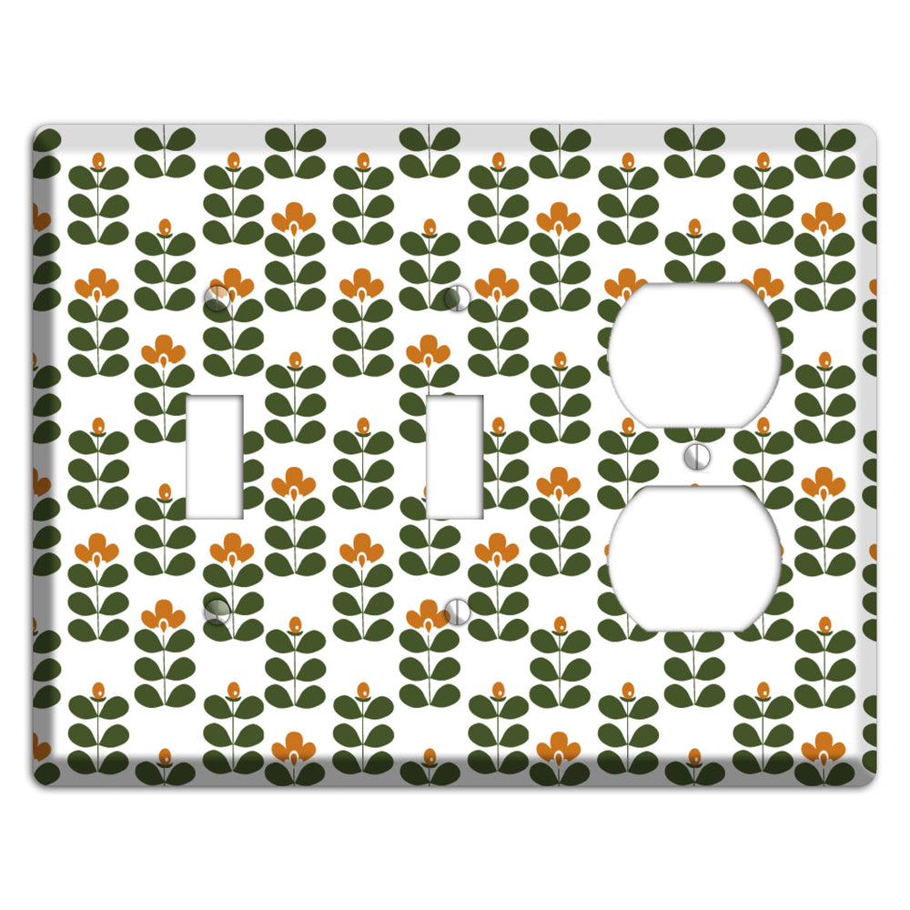 Umber Deco Floral Half Drop 2 Toggle / Duplex Wallplate