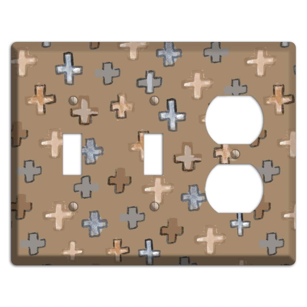 Brown Plus Signs 2 Toggle / Duplex Wallplate