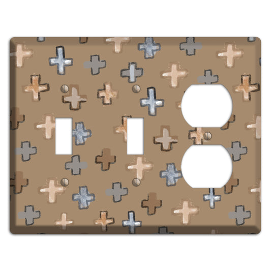Brown Plus Signs 2 Toggle / Duplex Wallplate
